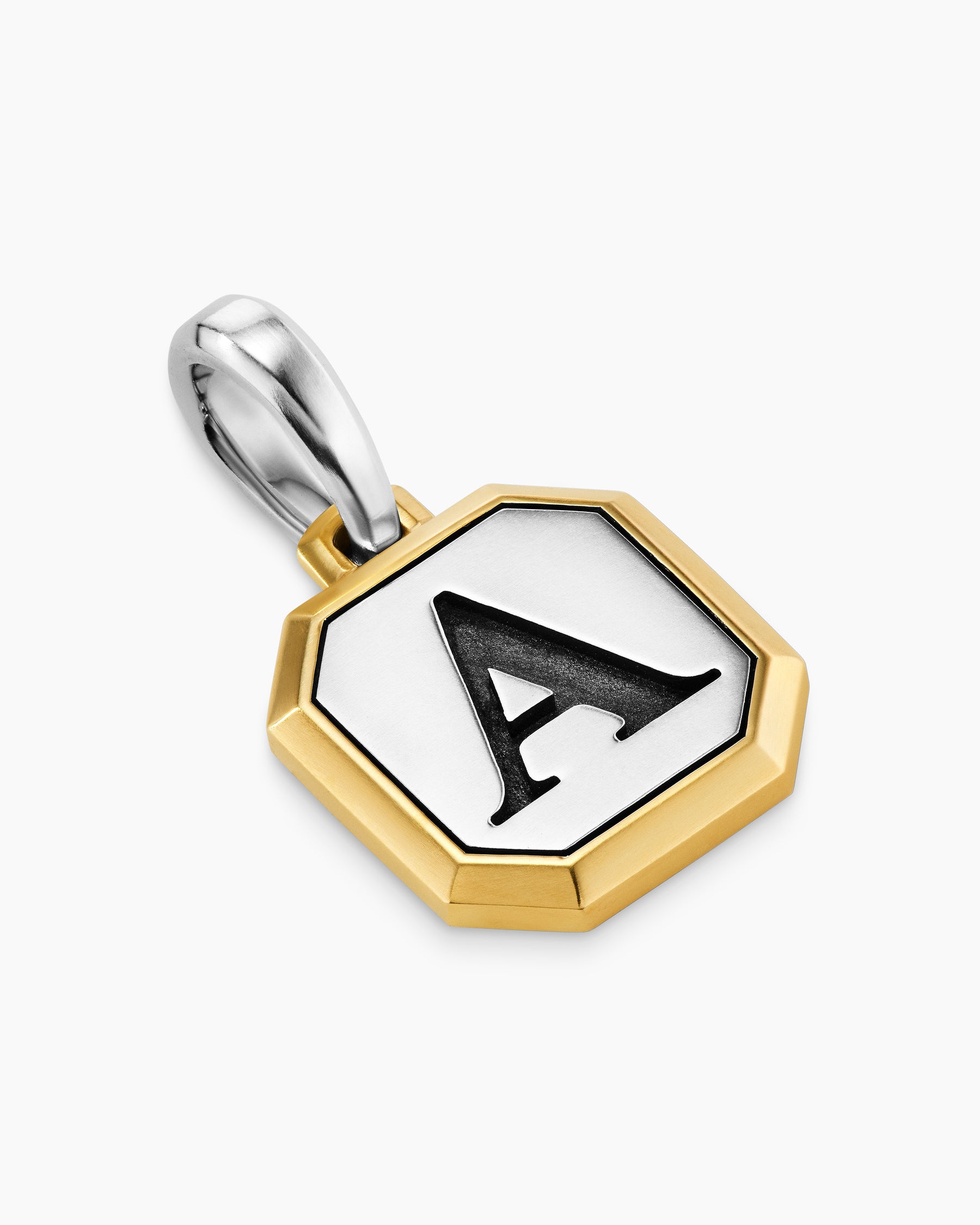 A Initial Amulet in Sterling Silver with 14K Yellow Gold, 17mm - Image 3