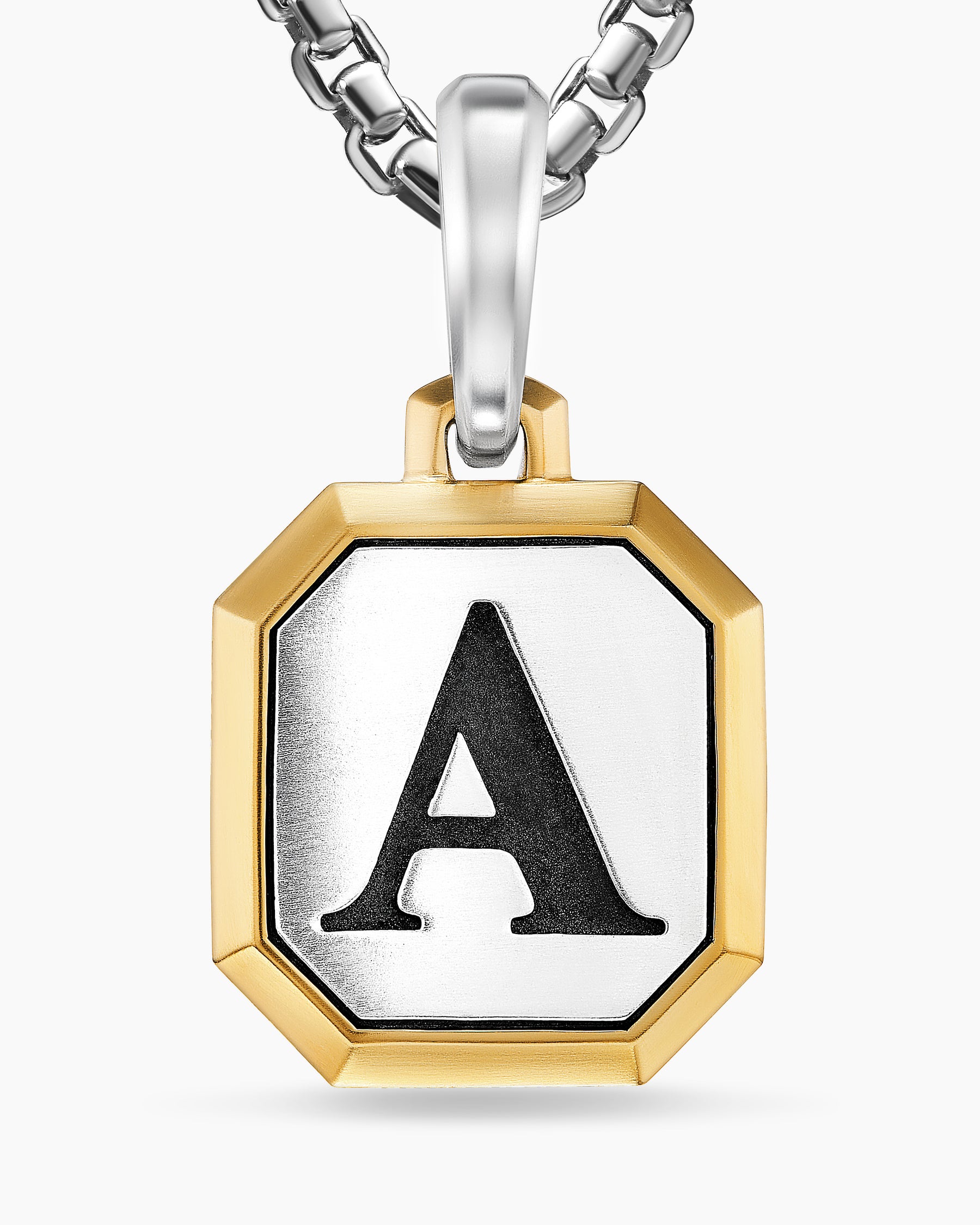 A Initial Amulet in Sterling Silver with 14K Yellow Gold, 17mm - Image 5