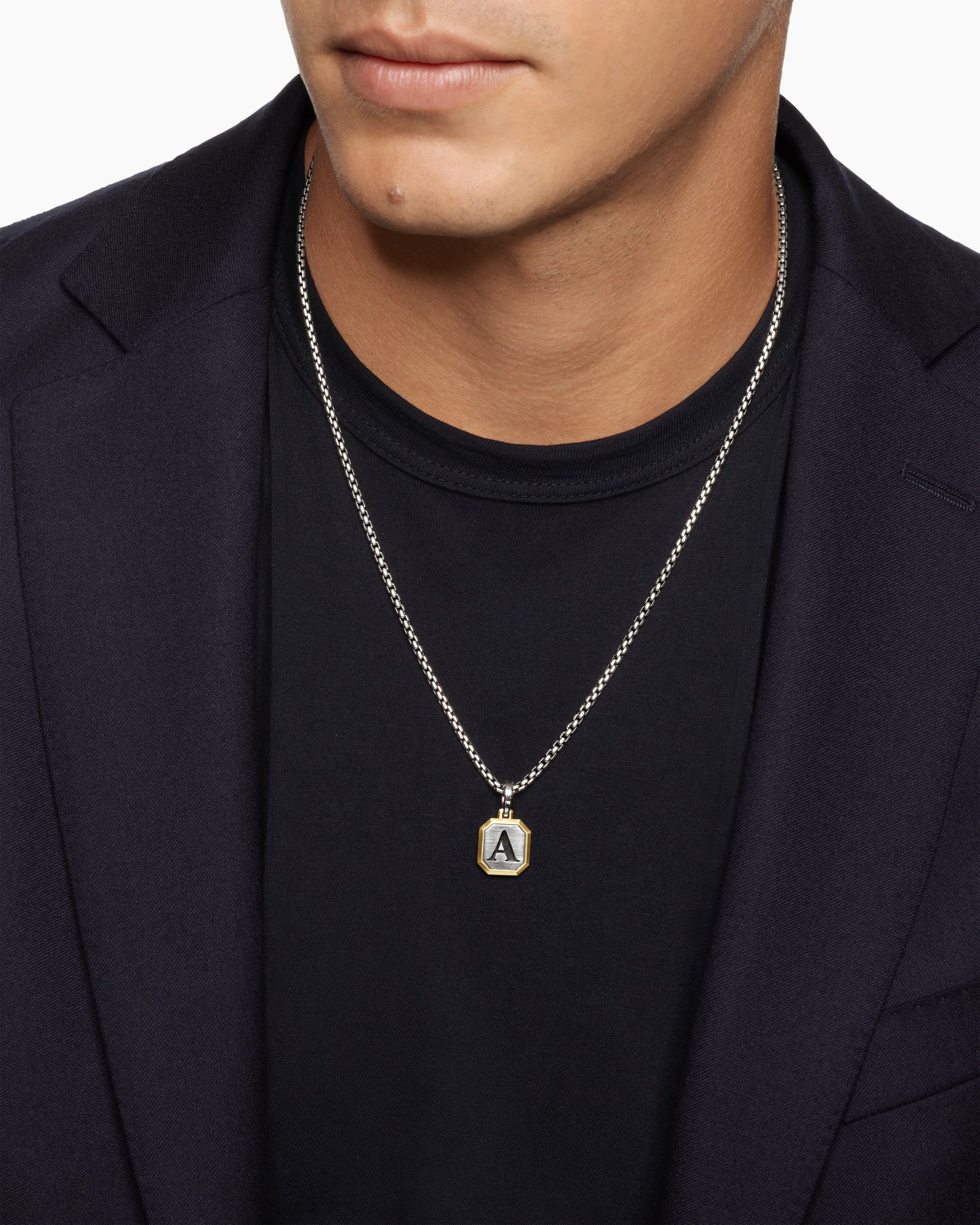 Alternative view of A Initial Amulet in Sterling Silver with 14K Yellow Gold, 17mm
