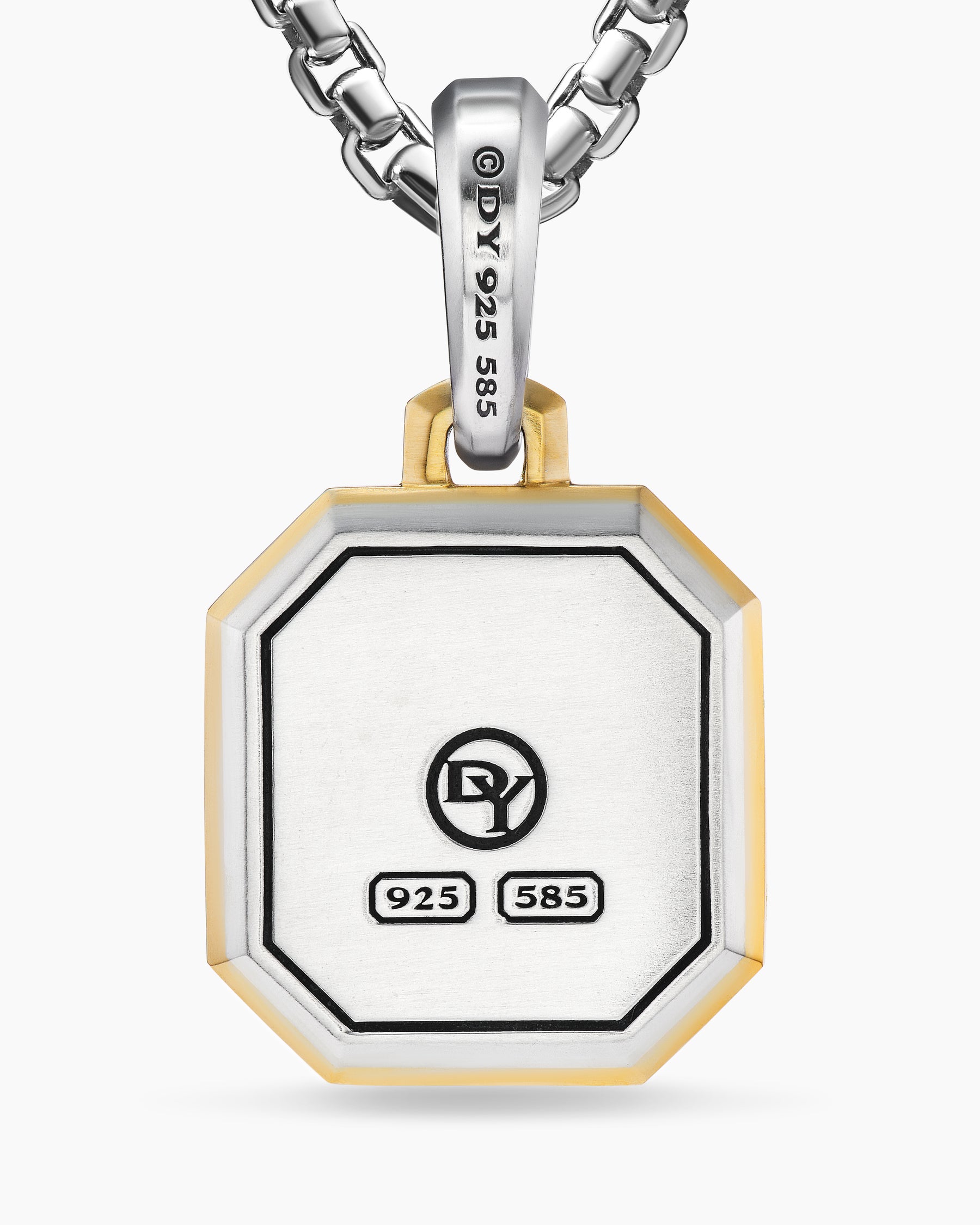 B Initial Amulet in Sterling Silver with 14K Yellow Gold, 17mm - Image 6