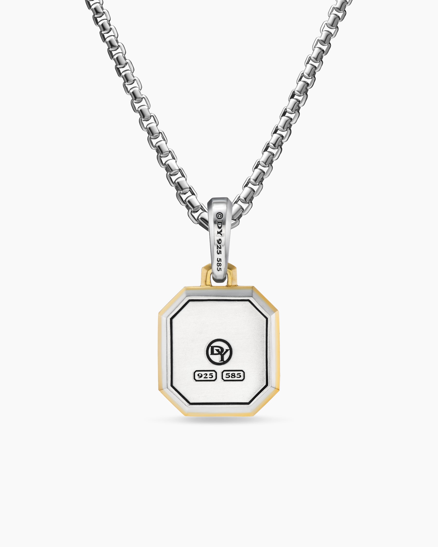 C Initial Amulet in Sterling Silver with 14K Yellow Gold, 17mm - Image 4
