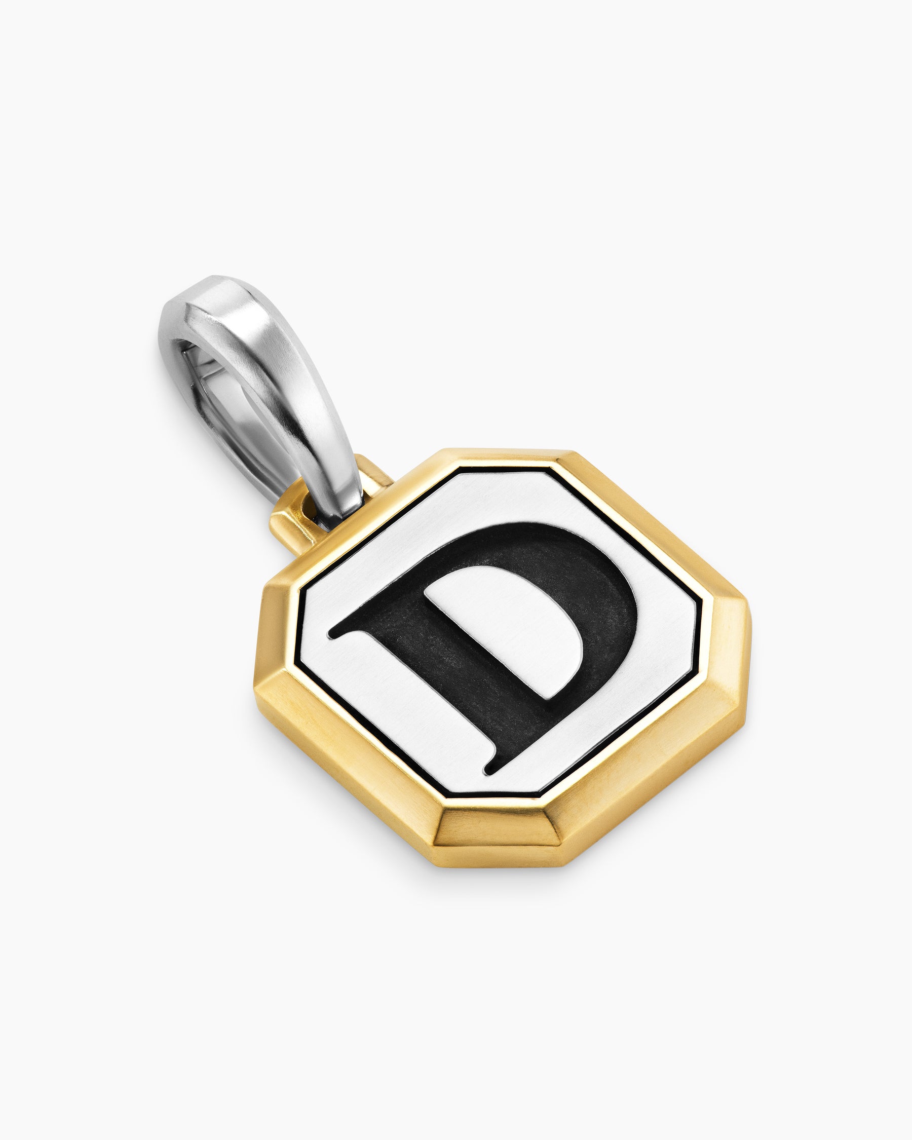 D Initial Amulet in Sterling Silver with 14K Yellow Gold, 17mm - Image 3