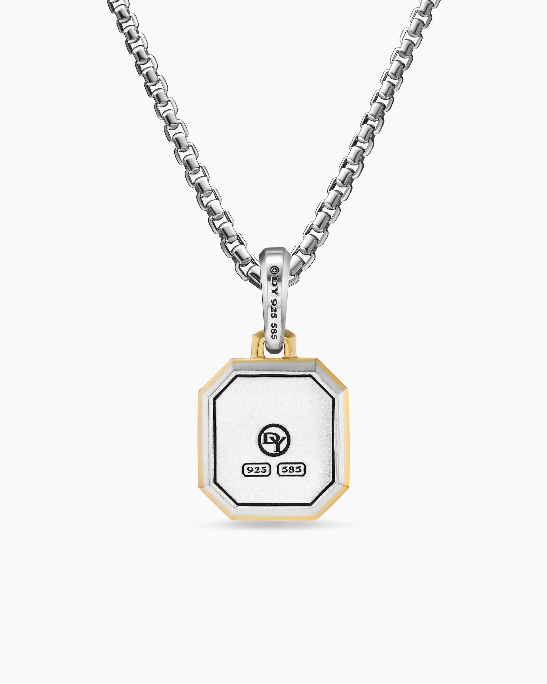 D Initial Amulet in Sterling Silver with 14K Yellow Gold, 17mm - Image 4