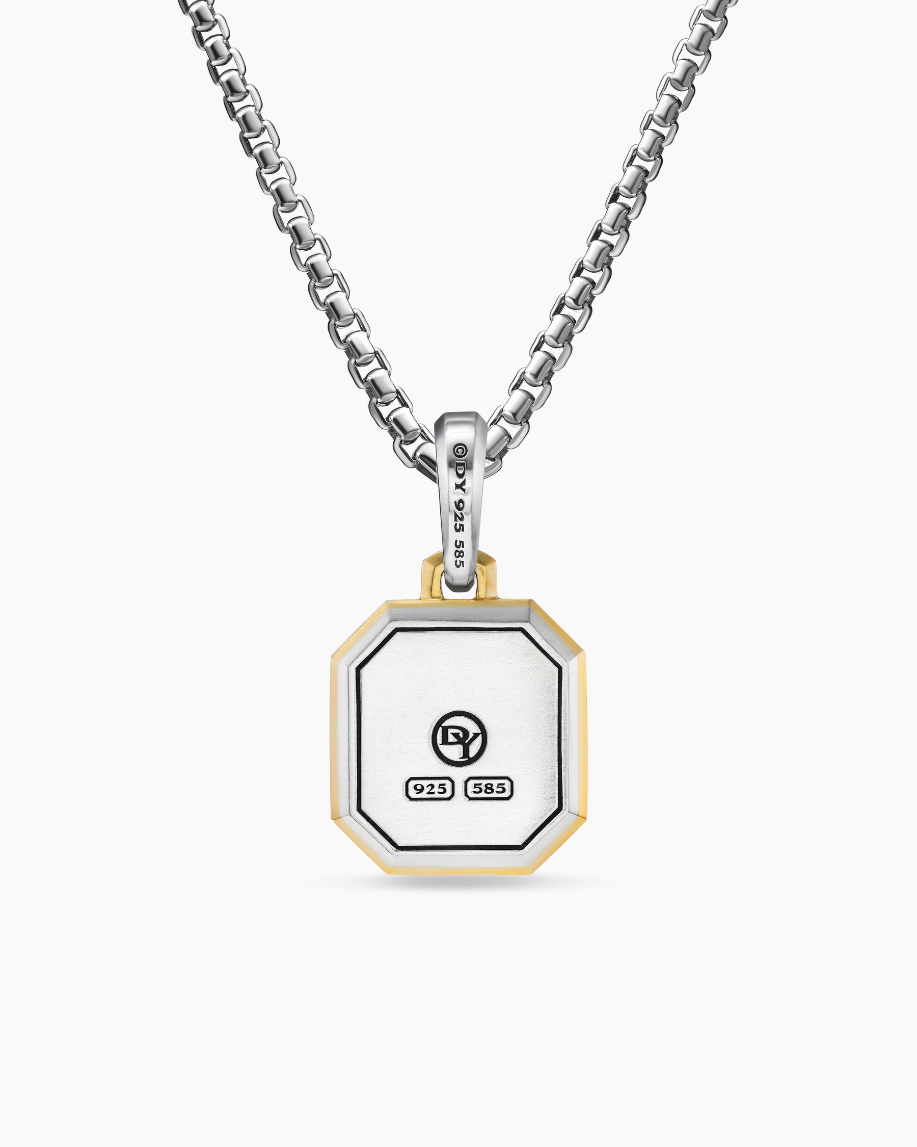 E Initial Amulet in Sterling Silver with 14K Yellow Gold, 17mm - Image 4