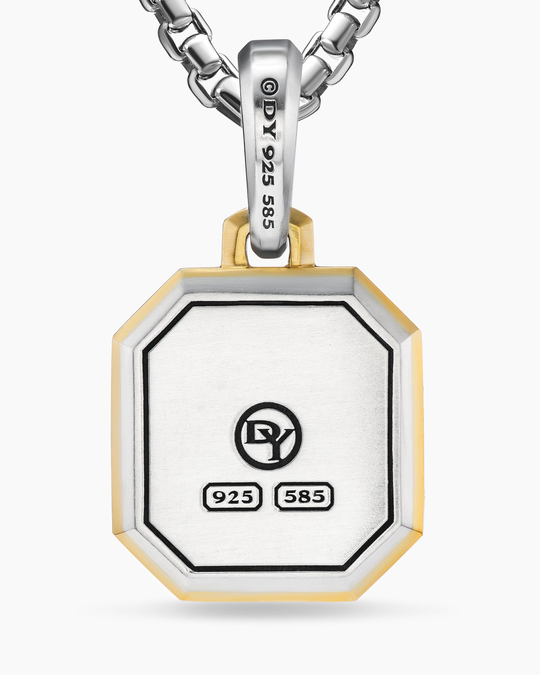 E Initial Amulet in Sterling Silver with 14K Yellow Gold, 17mm - Image 6