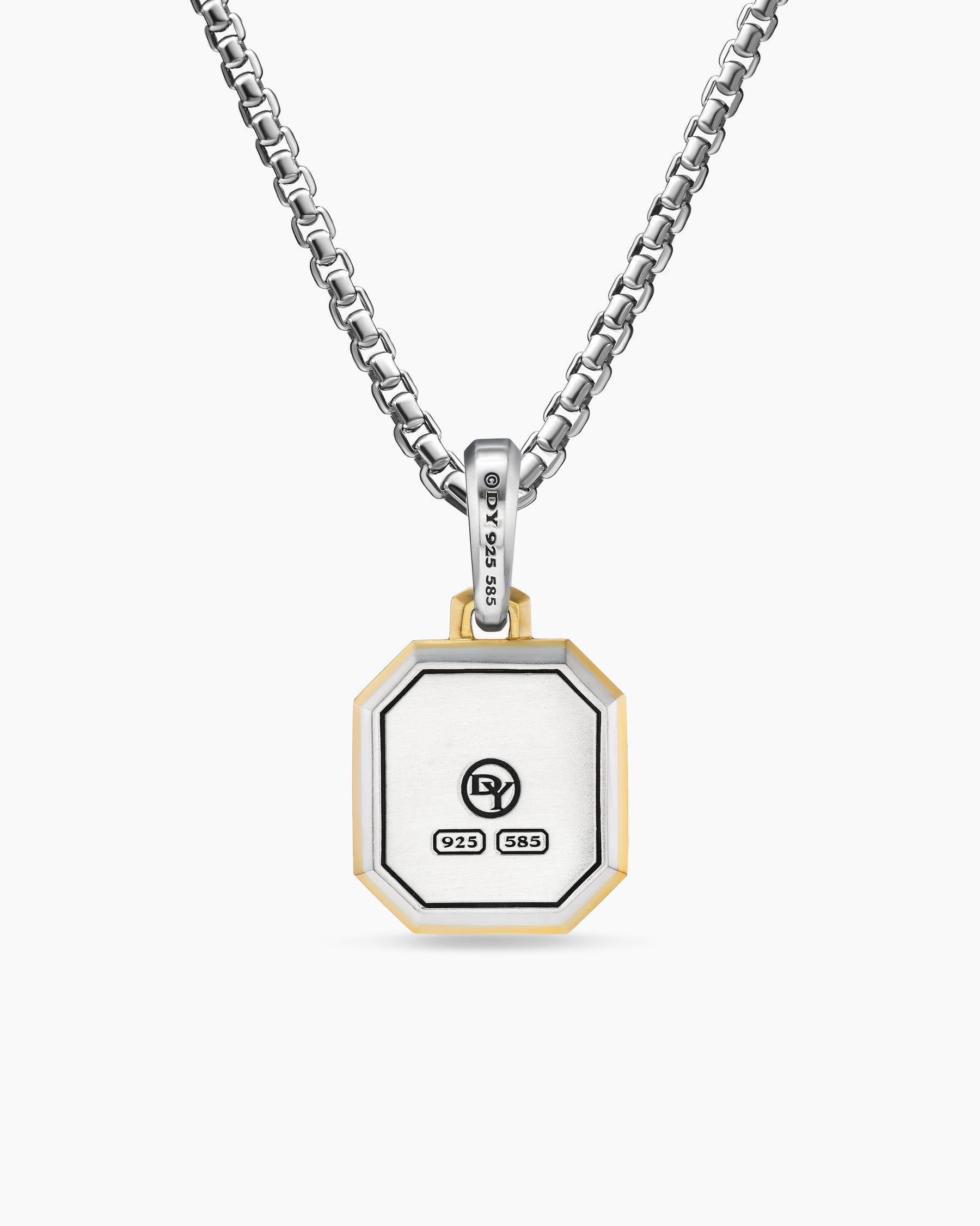 F Initial Amulet in Sterling Silver with 14K Yellow Gold, 17mm - Image 4