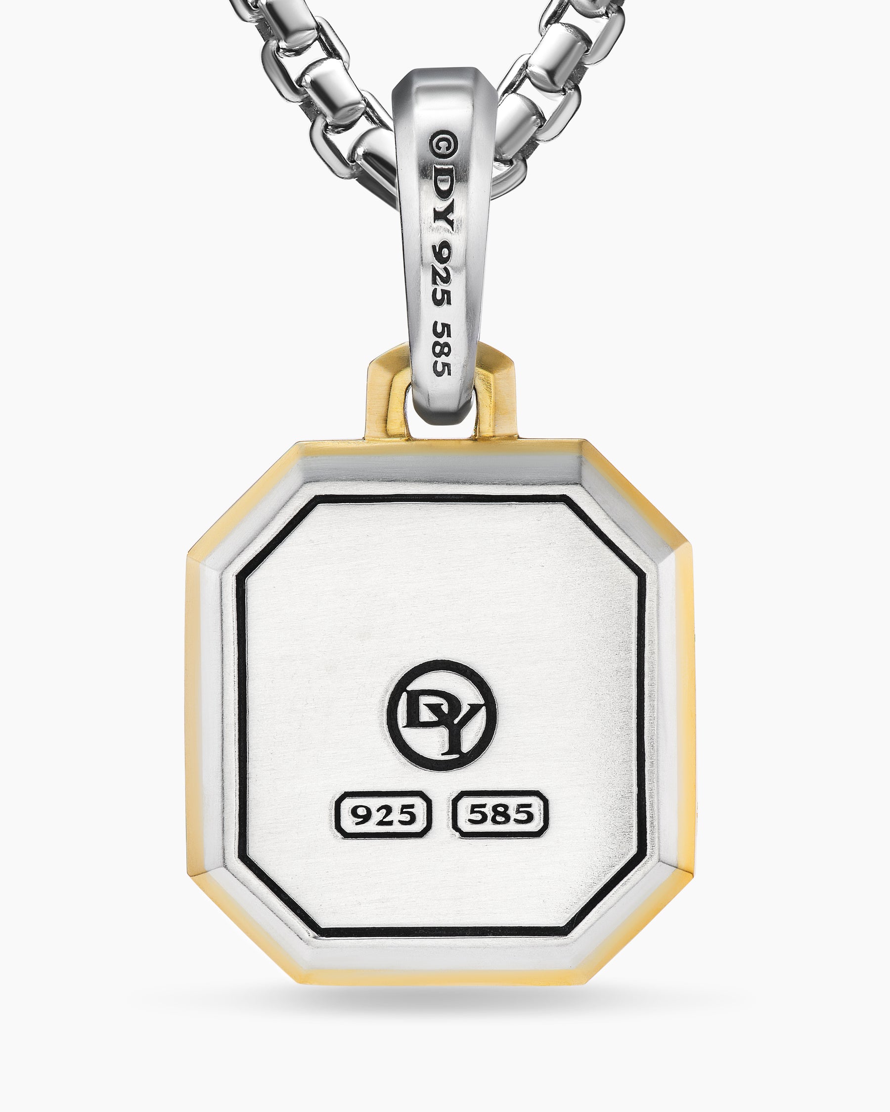 F Initial Amulet in Sterling Silver with 14K Yellow Gold, 17mm - Image 6