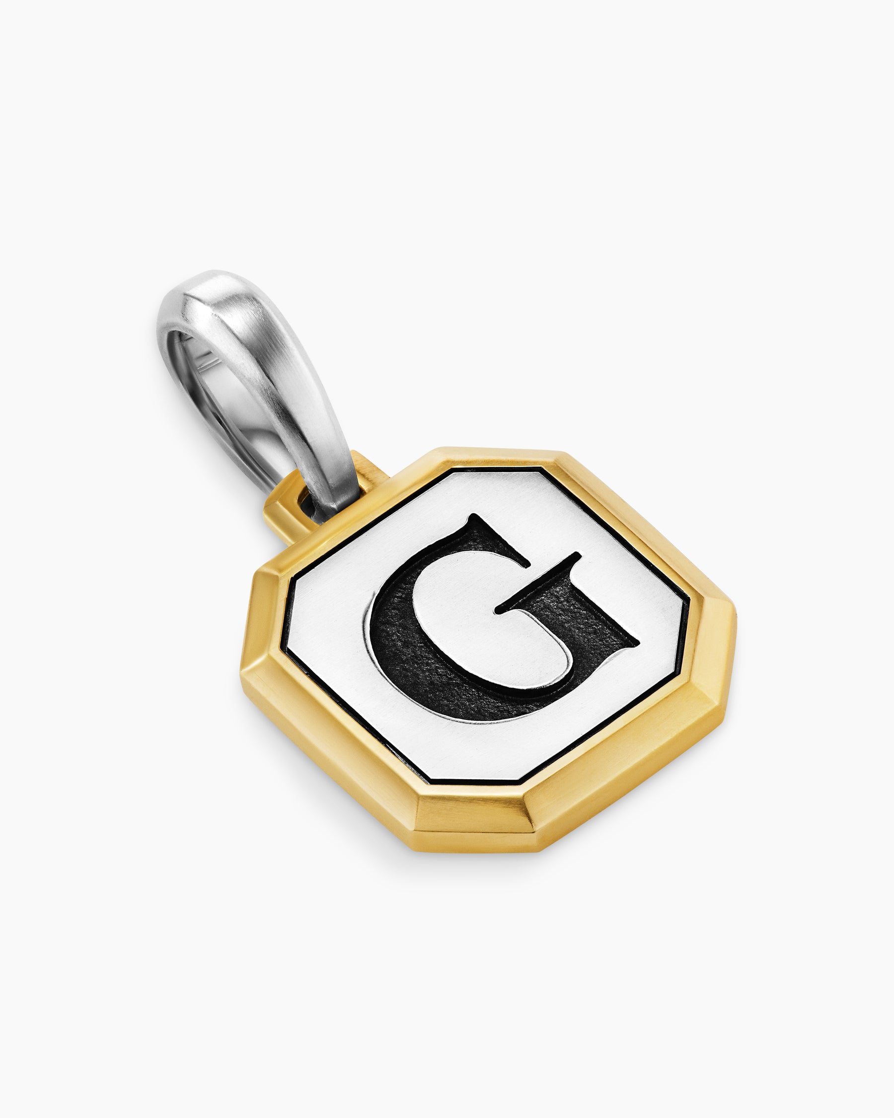 G Initial Amulet in Sterling Silver with 14K Yellow Gold, 17mm - Image 3
