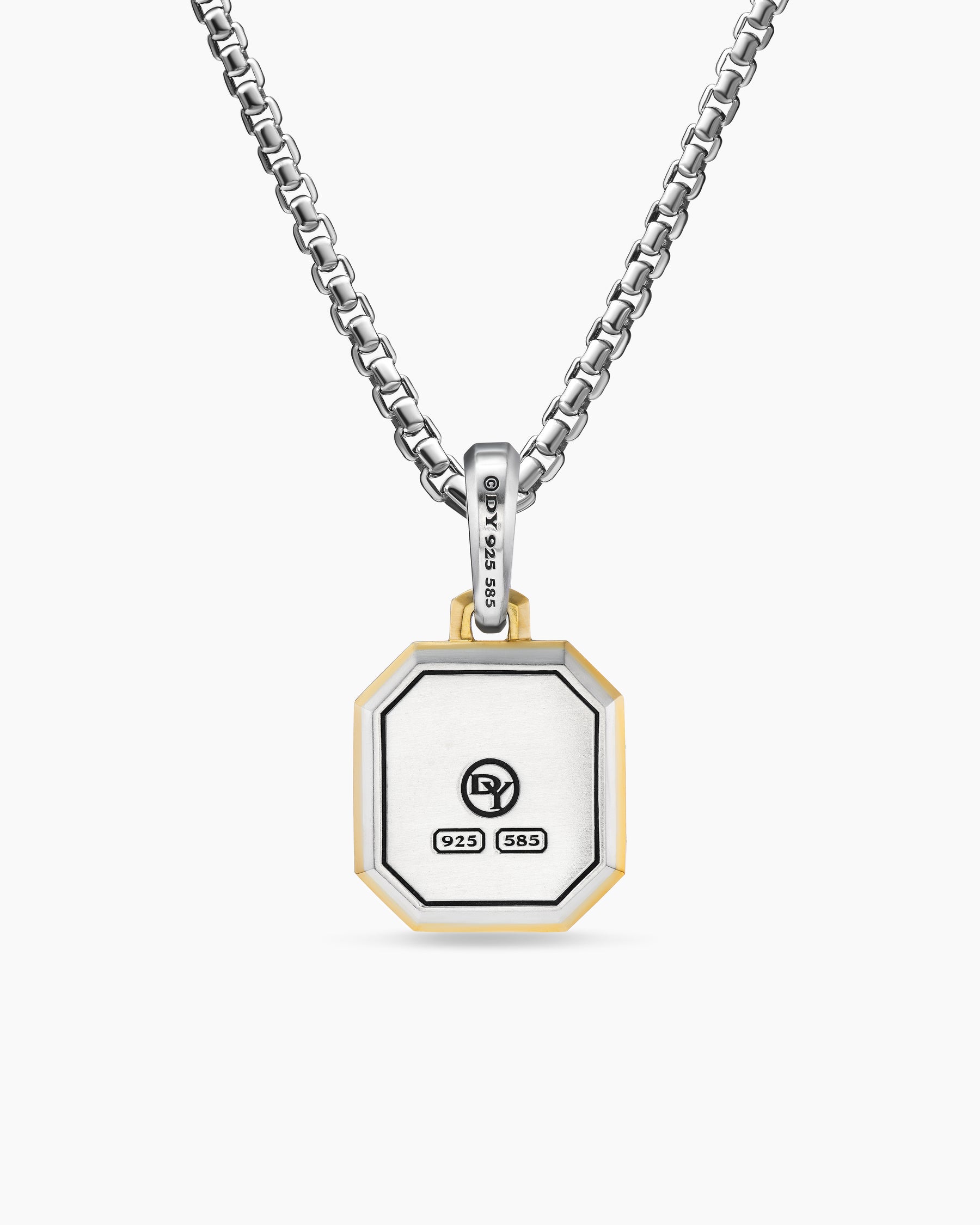 G Initial Amulet in Sterling Silver with 14K Yellow Gold, 17mm - Image 4