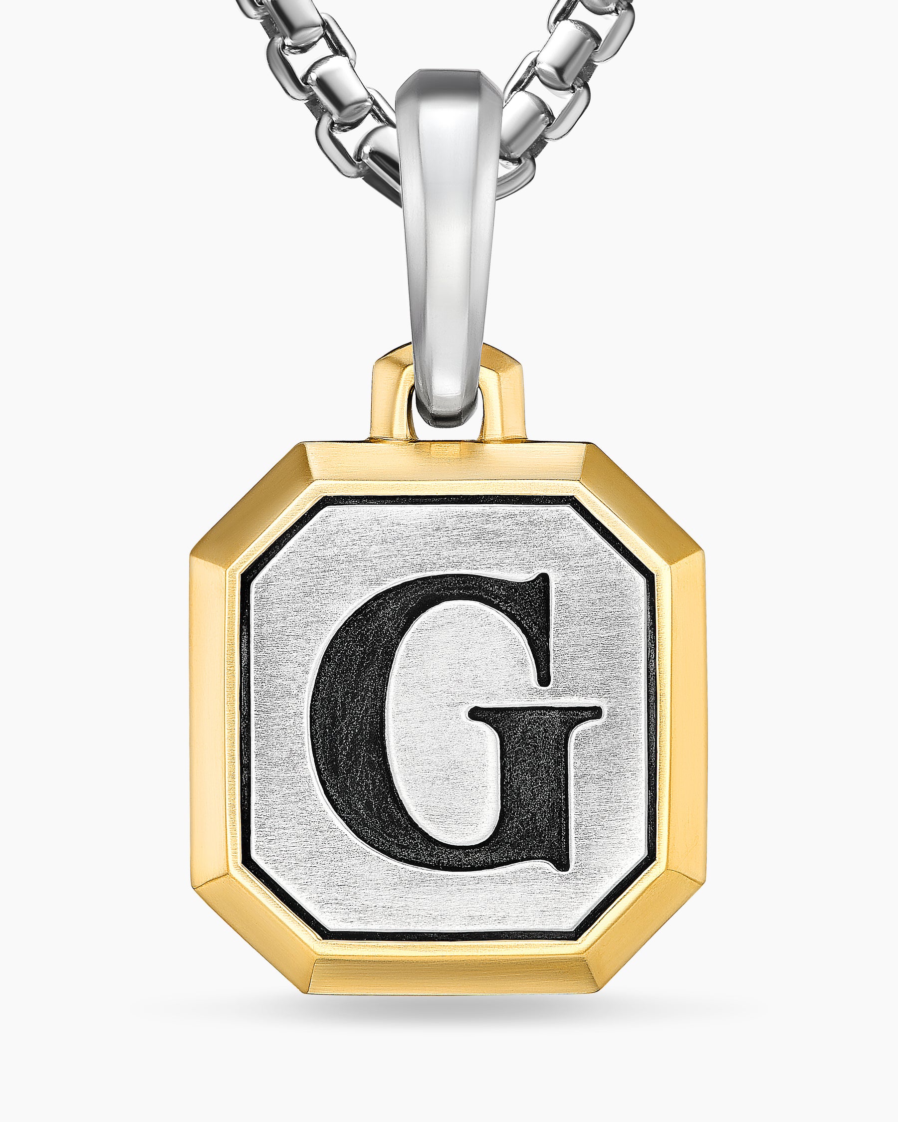 G Initial Amulet in Sterling Silver with 14K Yellow Gold, 17mm - Image 5