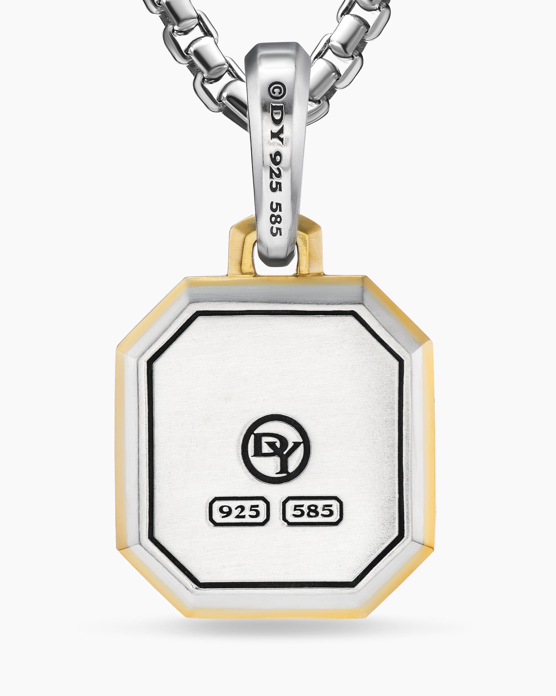M Initial Amulet in Sterling Silver with 14K Yellow Gold, 17mm - Image 6