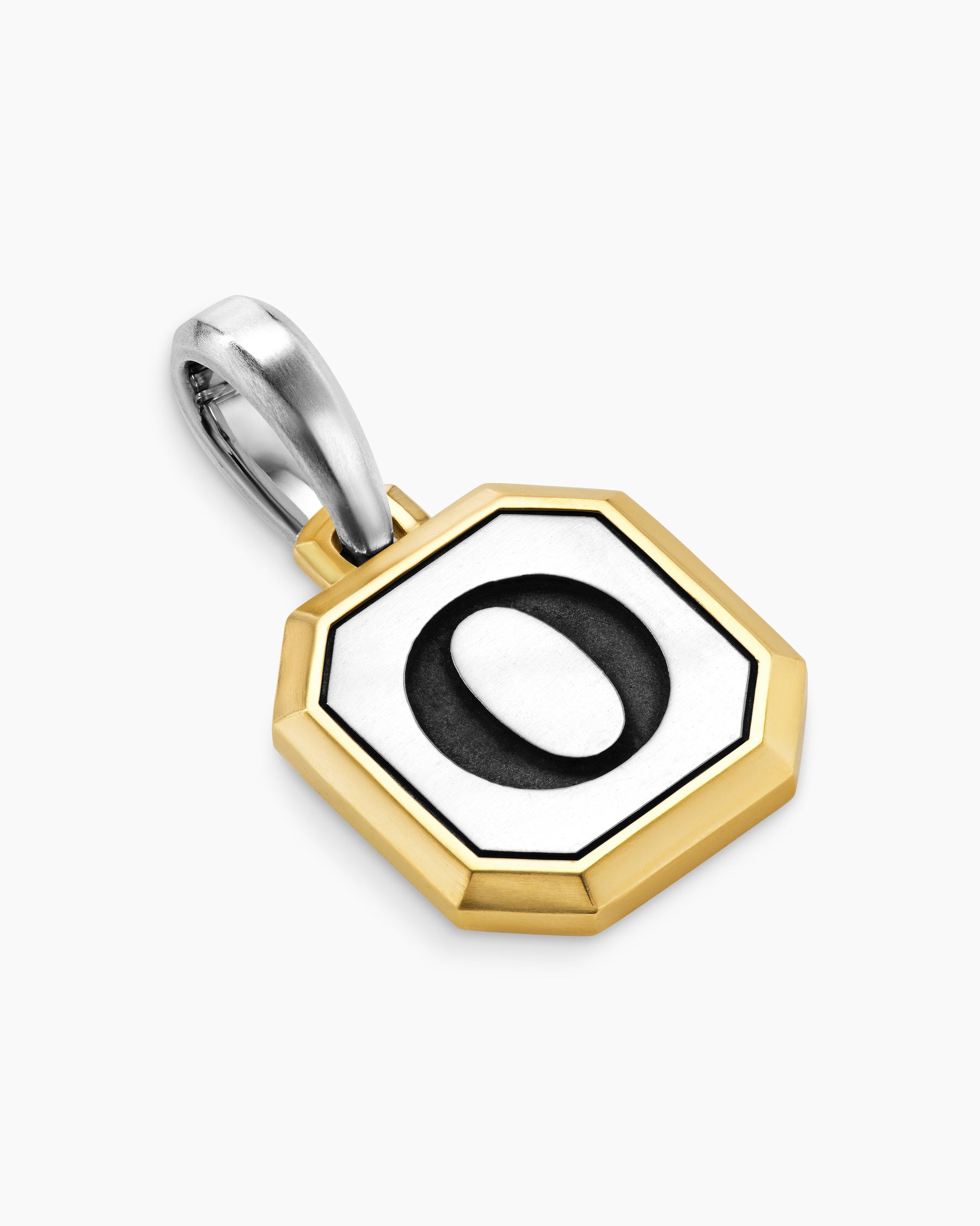 O Initial Amulet in Sterling Silver with 14K Yellow Gold, 17mm - Image 3