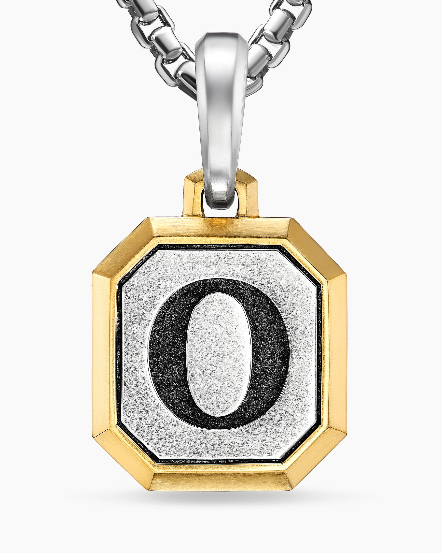 O Initial Amulet in Sterling Silver with 14K Yellow Gold, 17mm - Image 5