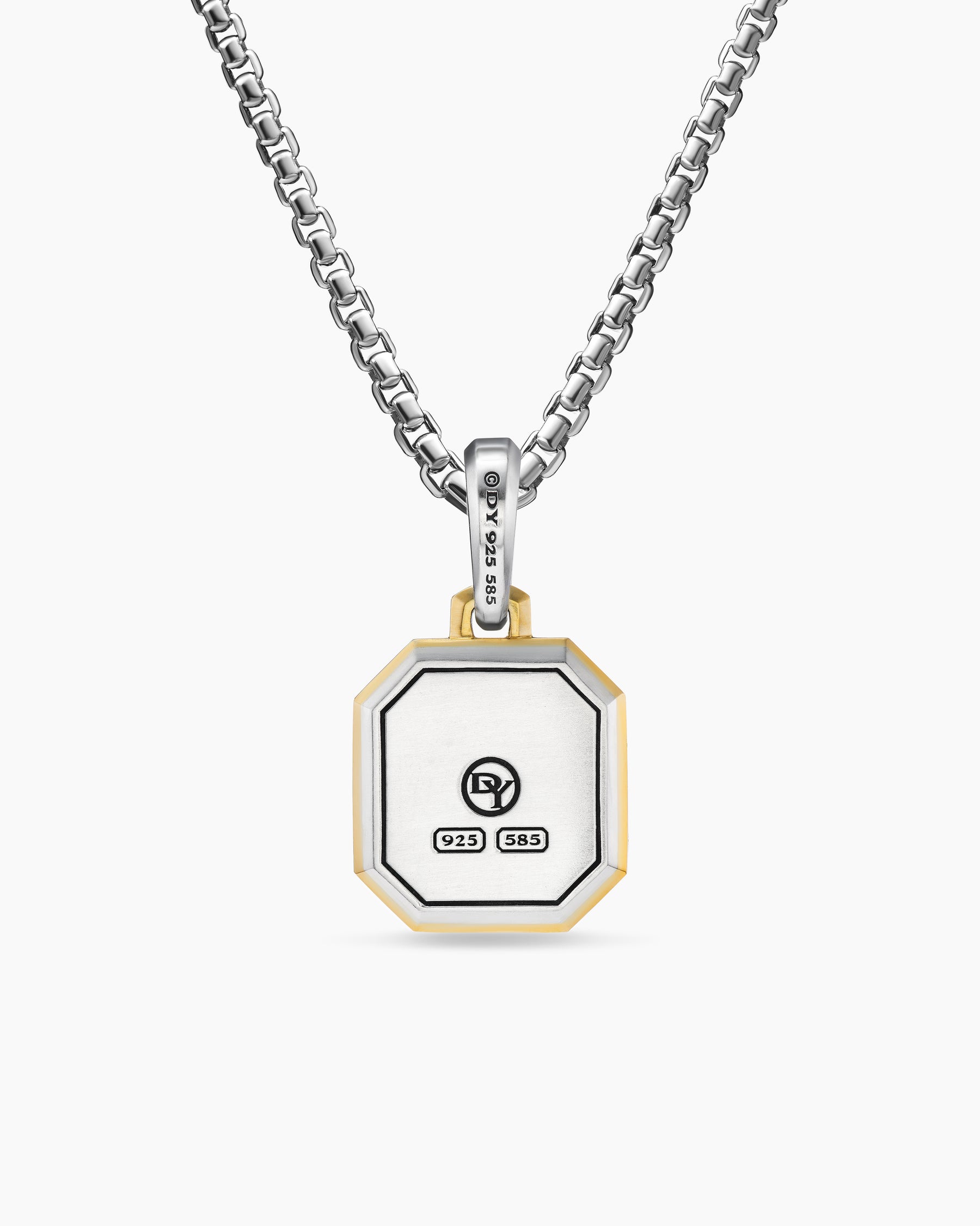 P Initial Amulet in Sterling Silver with 14K Yellow Gold, 17mm - Image 4
