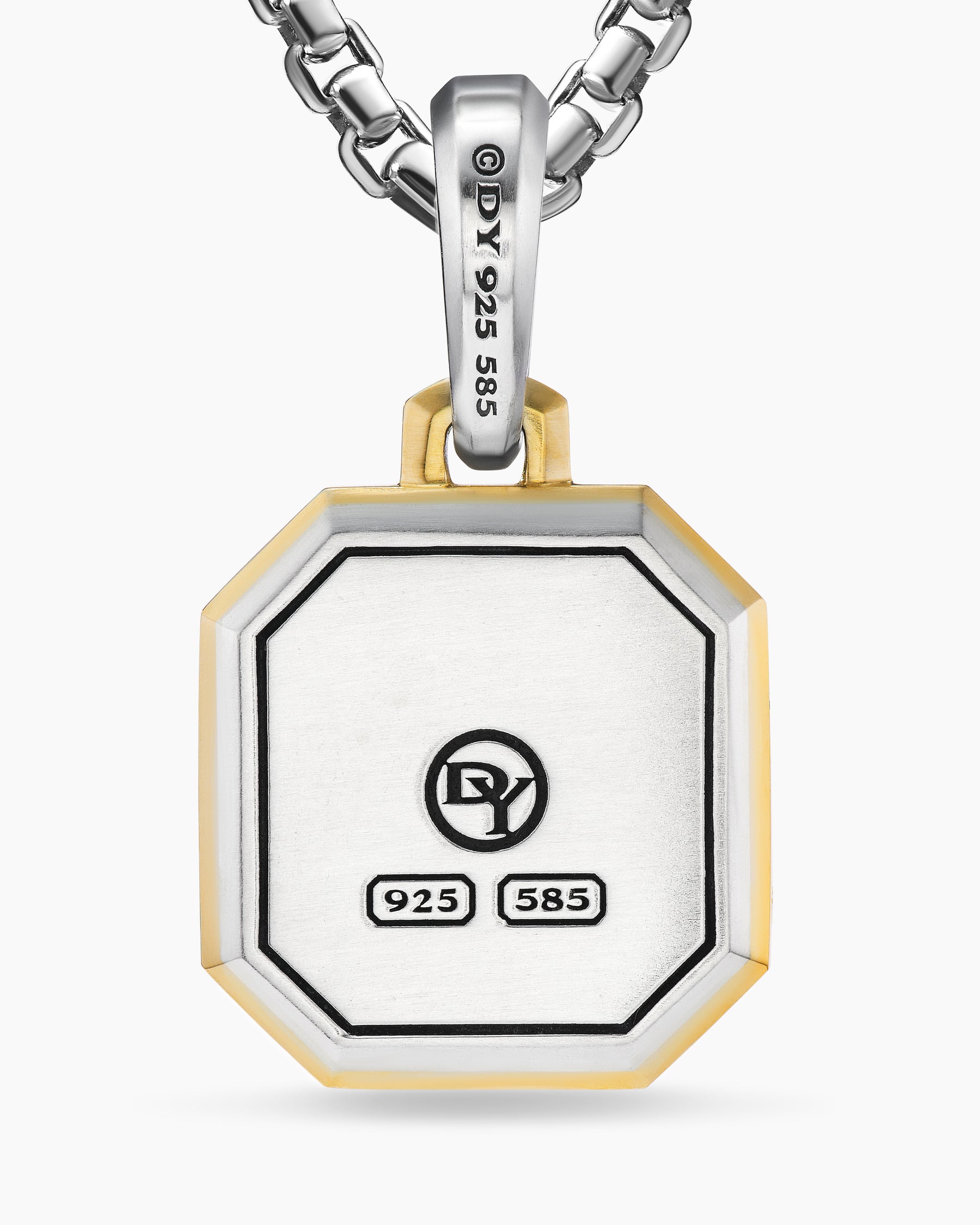 P Initial Amulet in Sterling Silver with 14K Yellow Gold, 17mm - Image 6