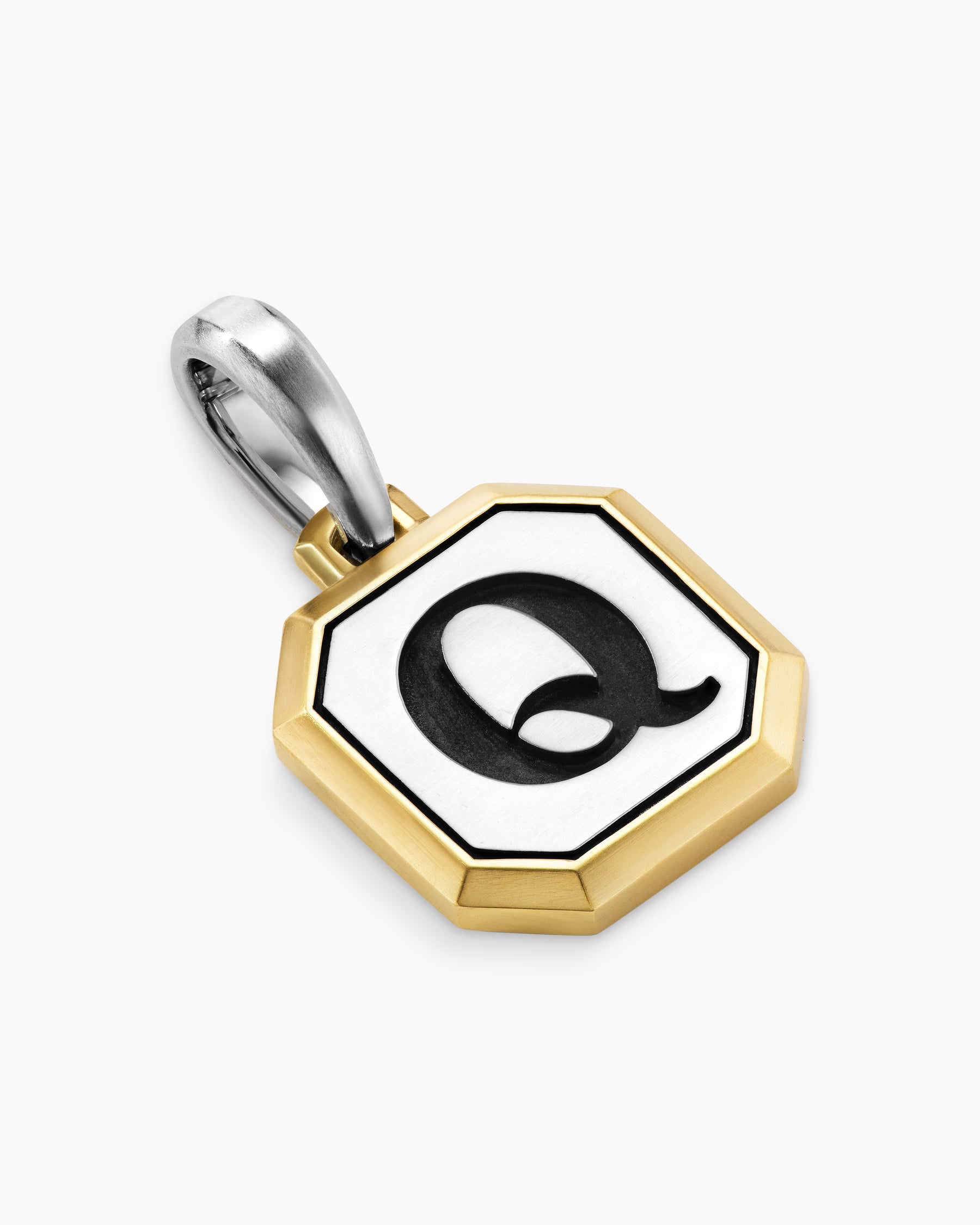 Q Initial Amulet in Sterling Silver with 14K Yellow Gold, 17mm - Image 3