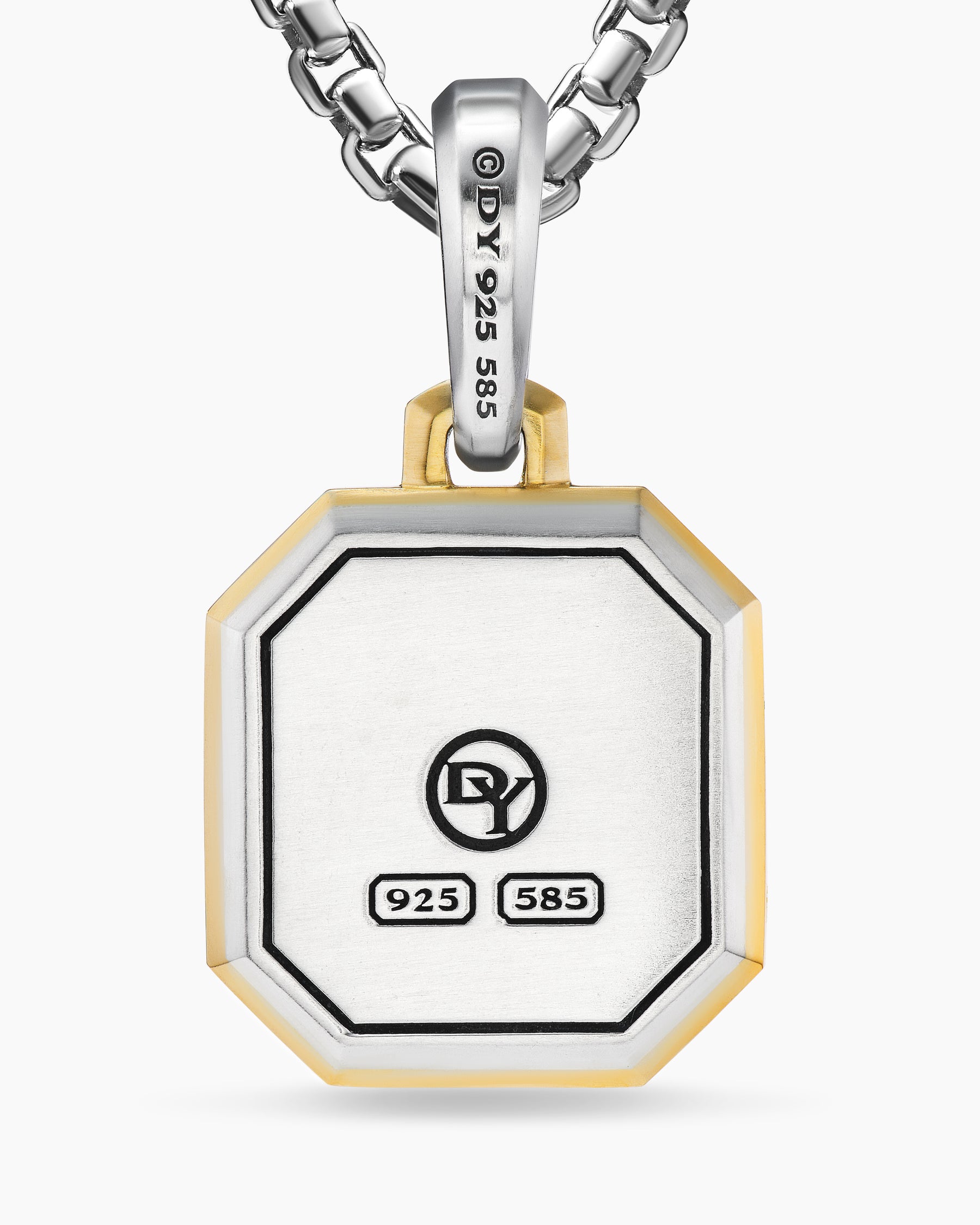 Q Initial Amulet in Sterling Silver with 14K Yellow Gold, 17mm - Image 6