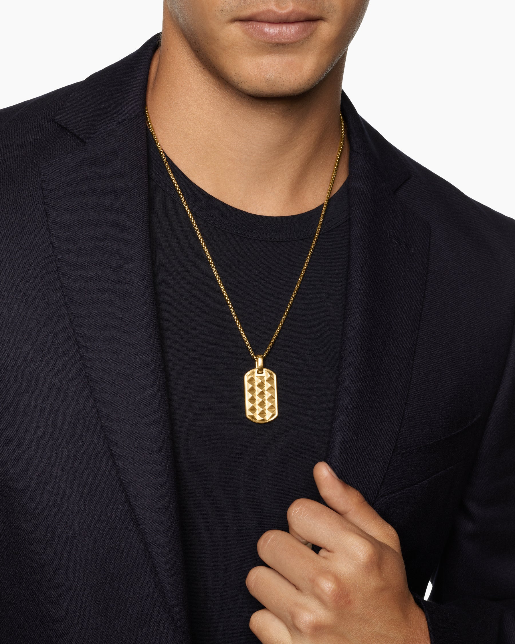 Pyramid Tag in 18K Yellow Gold, 35mm - Image 2