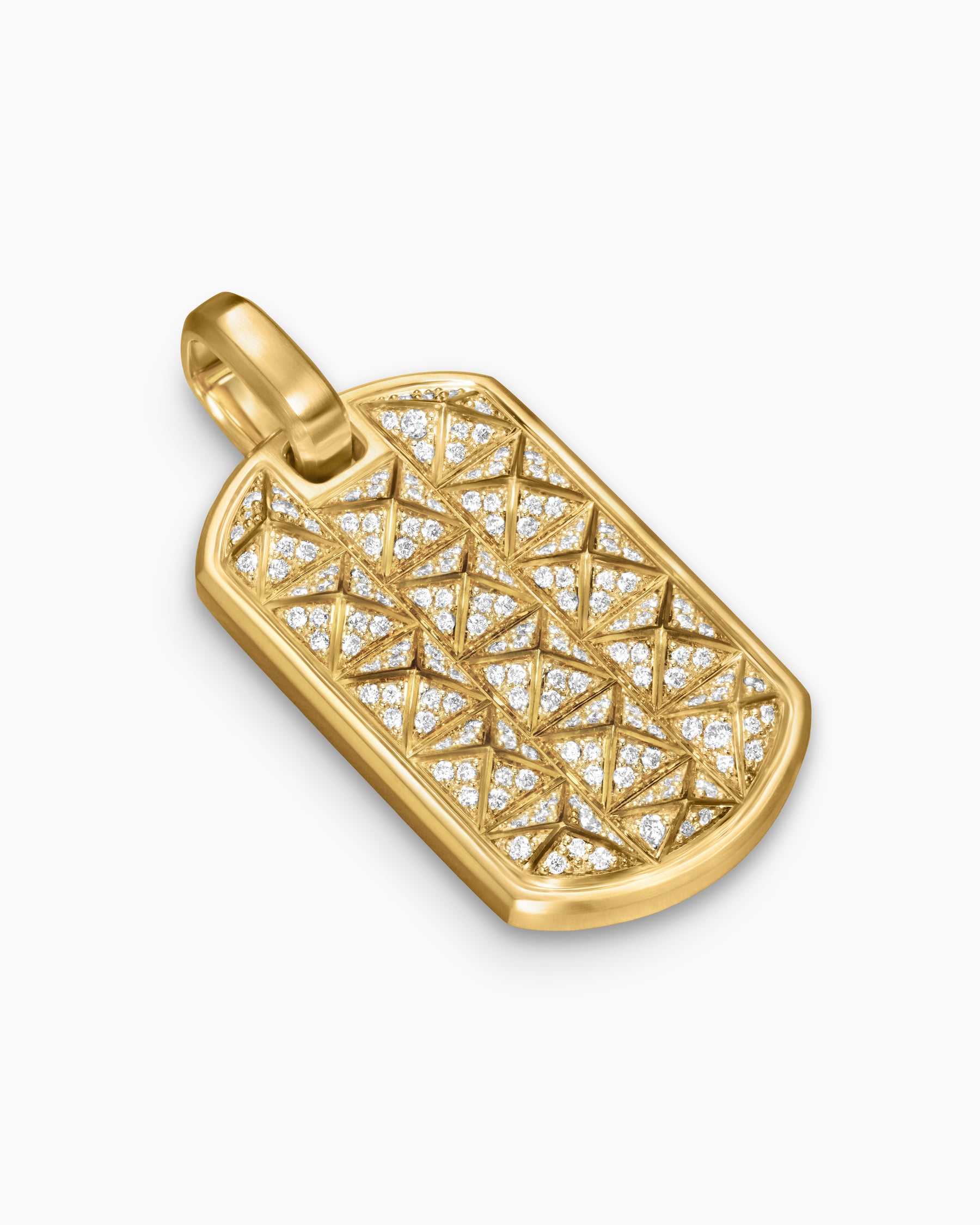 Pyramid Tag in 18K Yellow Gold with Diamonds, 35mm - Image 3