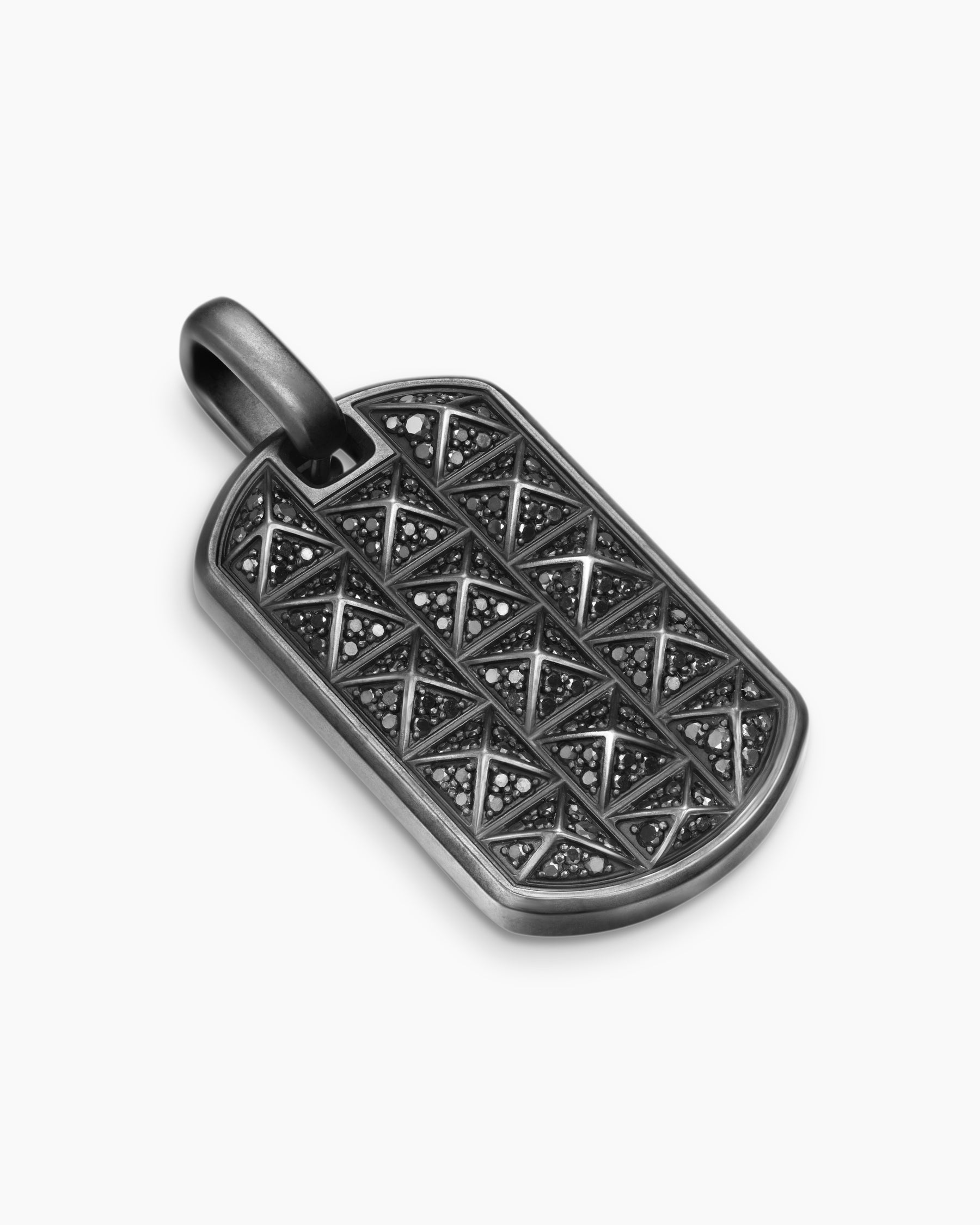Pyramid Tag in Black Titanium with Black Diamonds, 35mm - Image 3