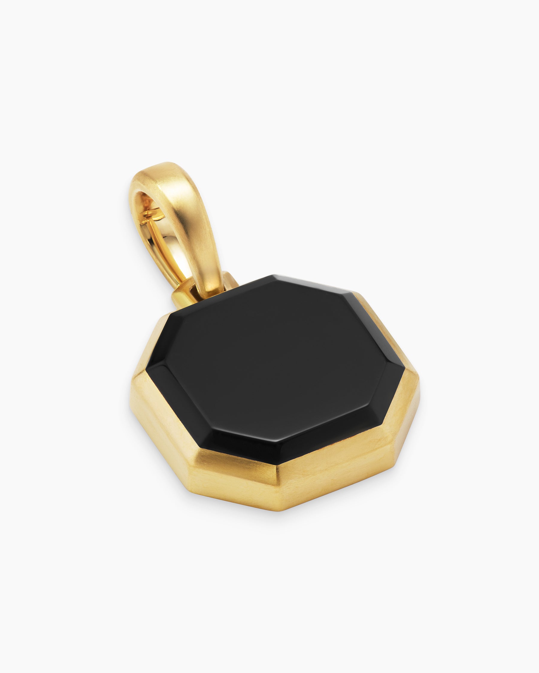 Faceted Stone Amulet in 18K Yellow Gold with Black Onyx, 16mm - Image 3
