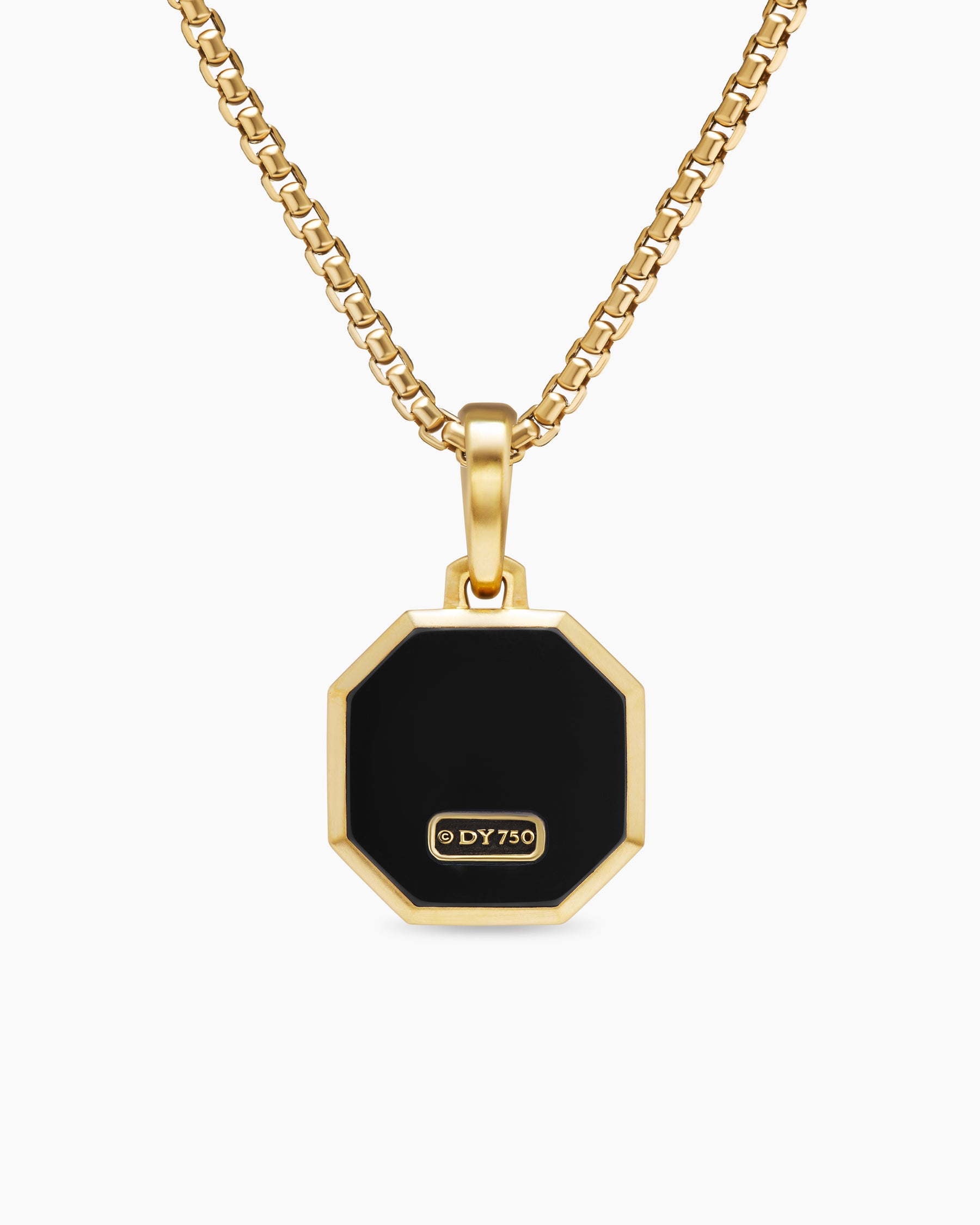 Faceted Stone Amulet in 18K Yellow Gold with Black Onyx, 16mm - Image 4