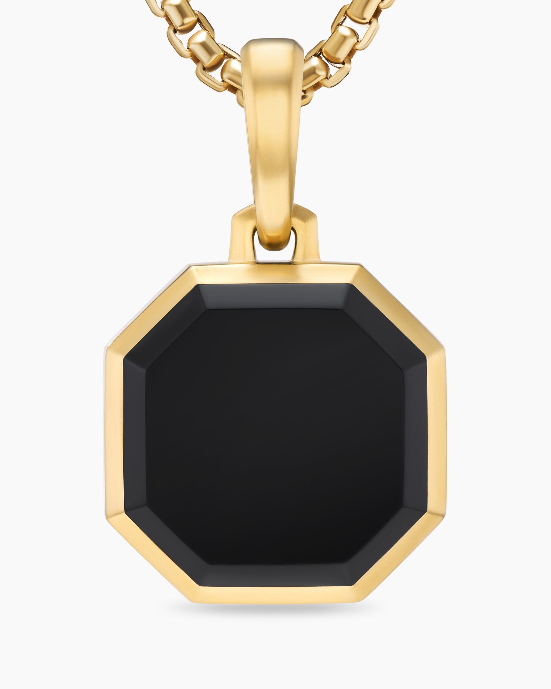 Faceted Stone Amulet in 18K Yellow Gold with Black Onyx, 16mm - Image 5