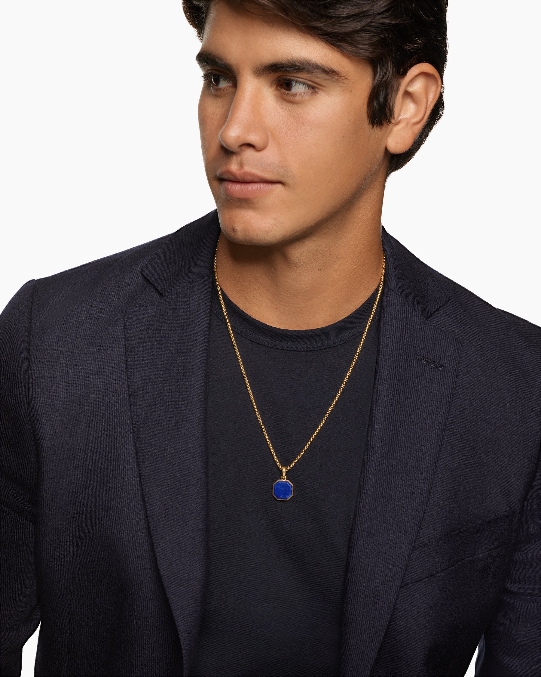 Alternative view of Faceted Stone Amulet in 18K Yellow Gold with Lapis, 16mm