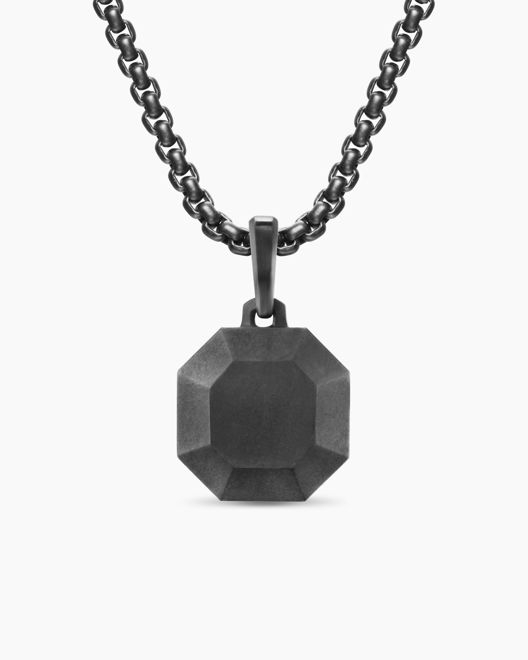 Faceted Stone Amulet in Black Titanium, 16mm