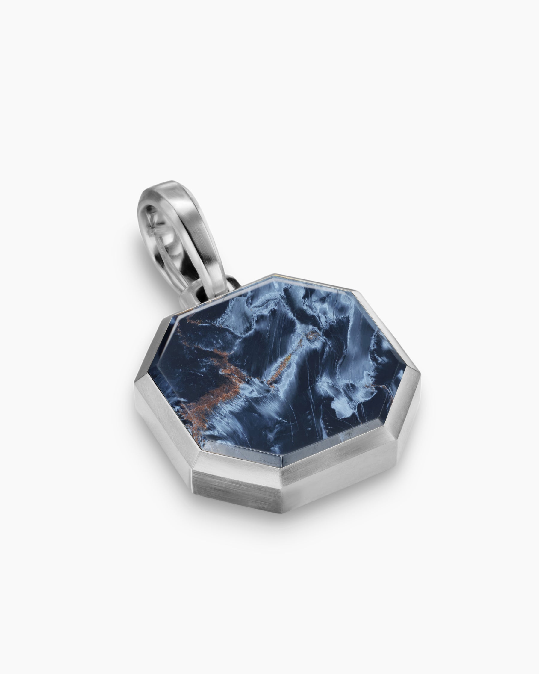Faceted Stone Amulet in Sterling Silver with Pietersite, 16mm - Image 3