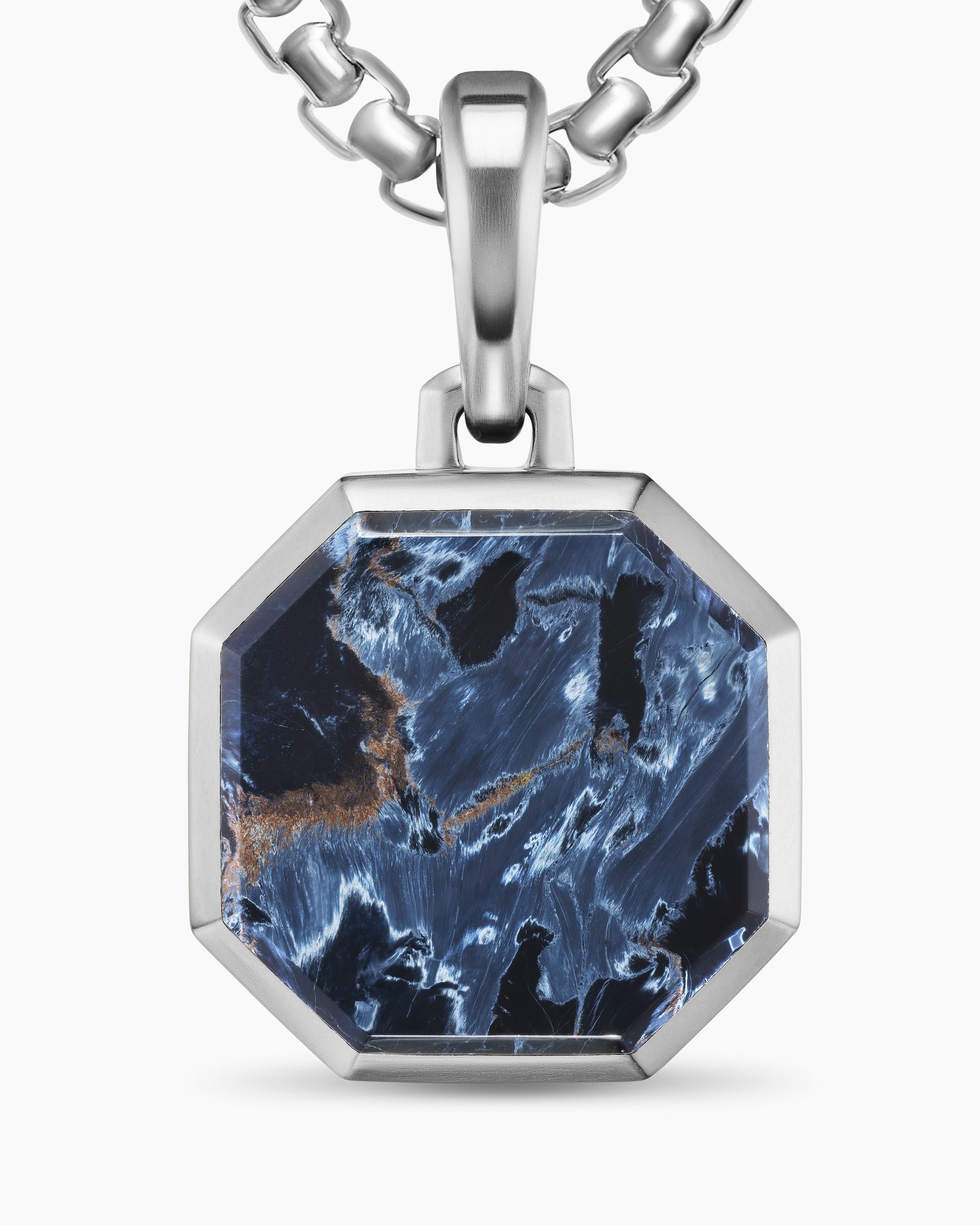 Faceted Stone Amulet in Sterling Silver with Pietersite, 16mm - Image 5