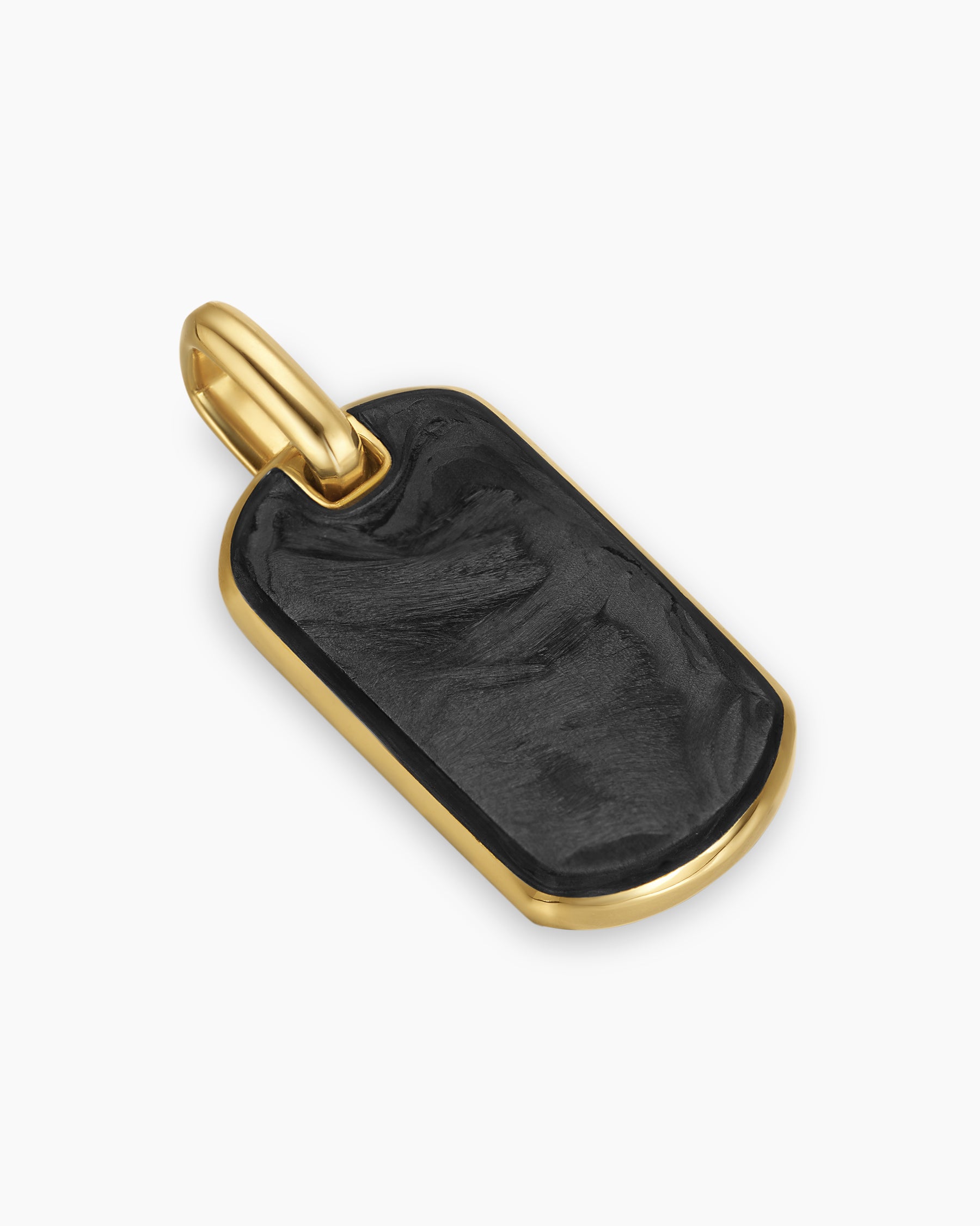 Streamline Tag in 18K Yellow Gold with Forged Carbon, 21.2mm - Image 3