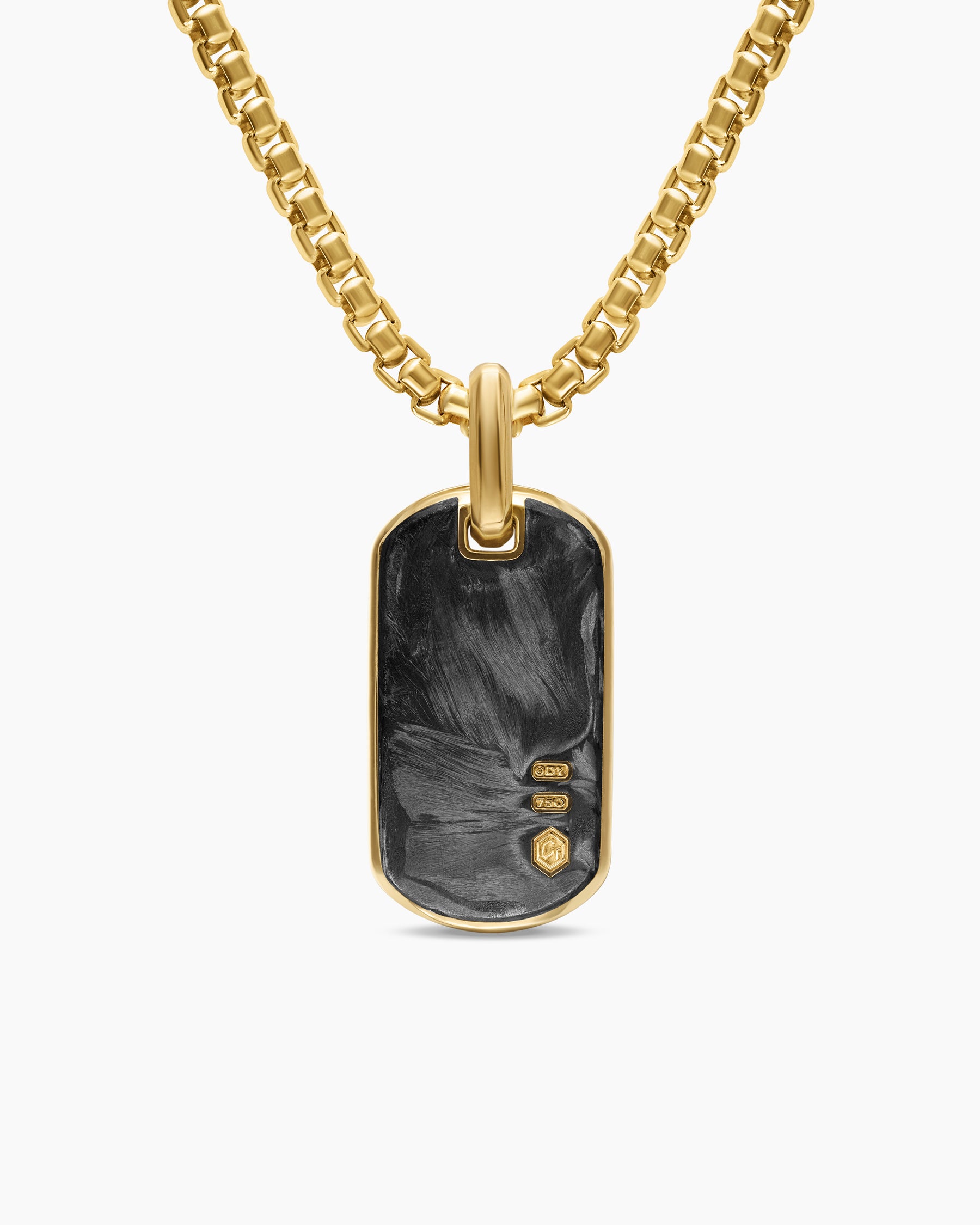 Streamline Tag in 18K Yellow Gold with Forged Carbon, 21.2mm - Image 4