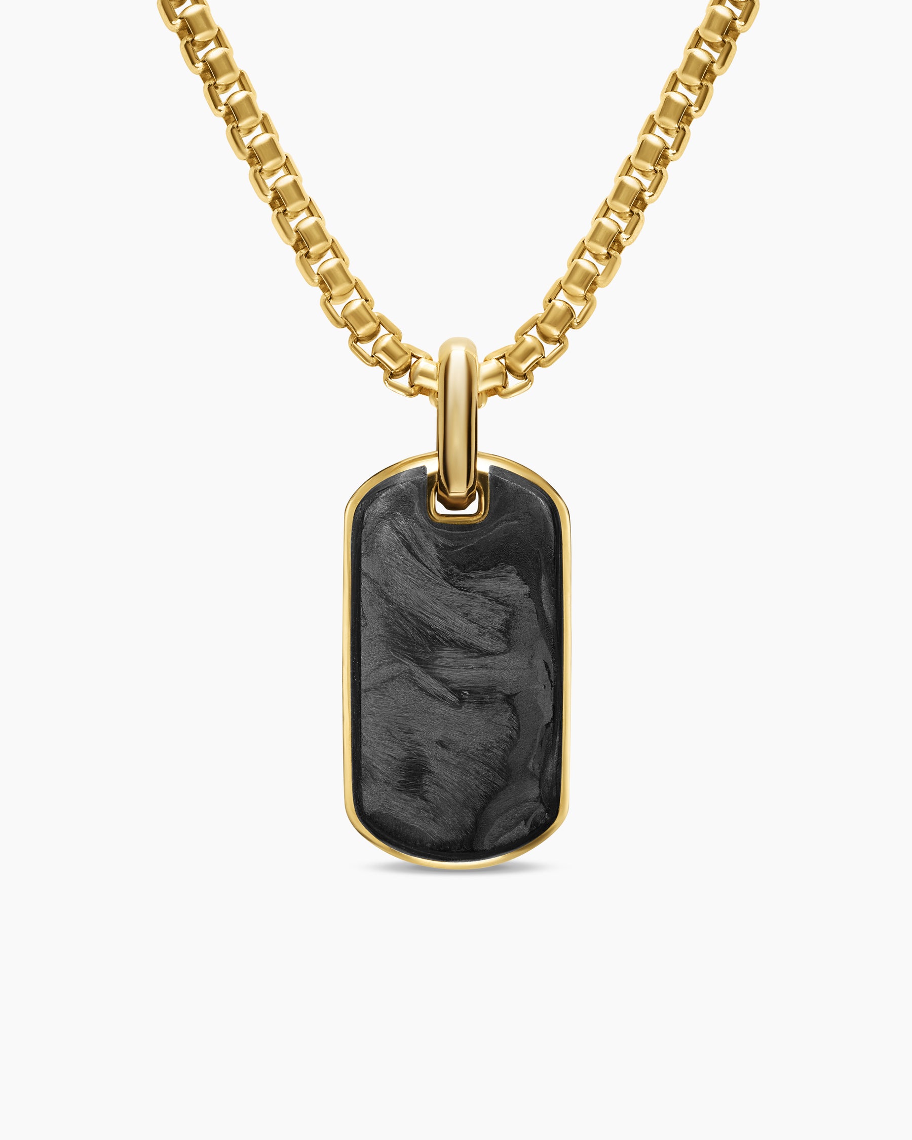 Streamline Tag in 18K Yellow Gold with Forged Carbon, 21.2mm