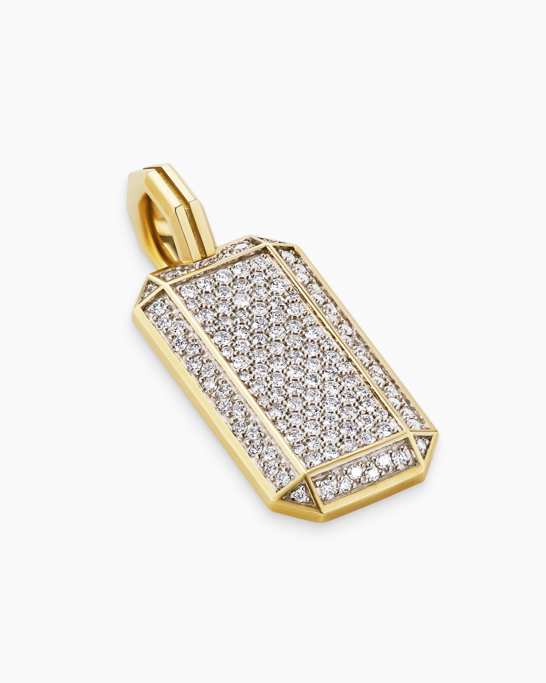 Octagonal Tag in 18K Yellow Gold with Diamonds, 27mm - Image 3