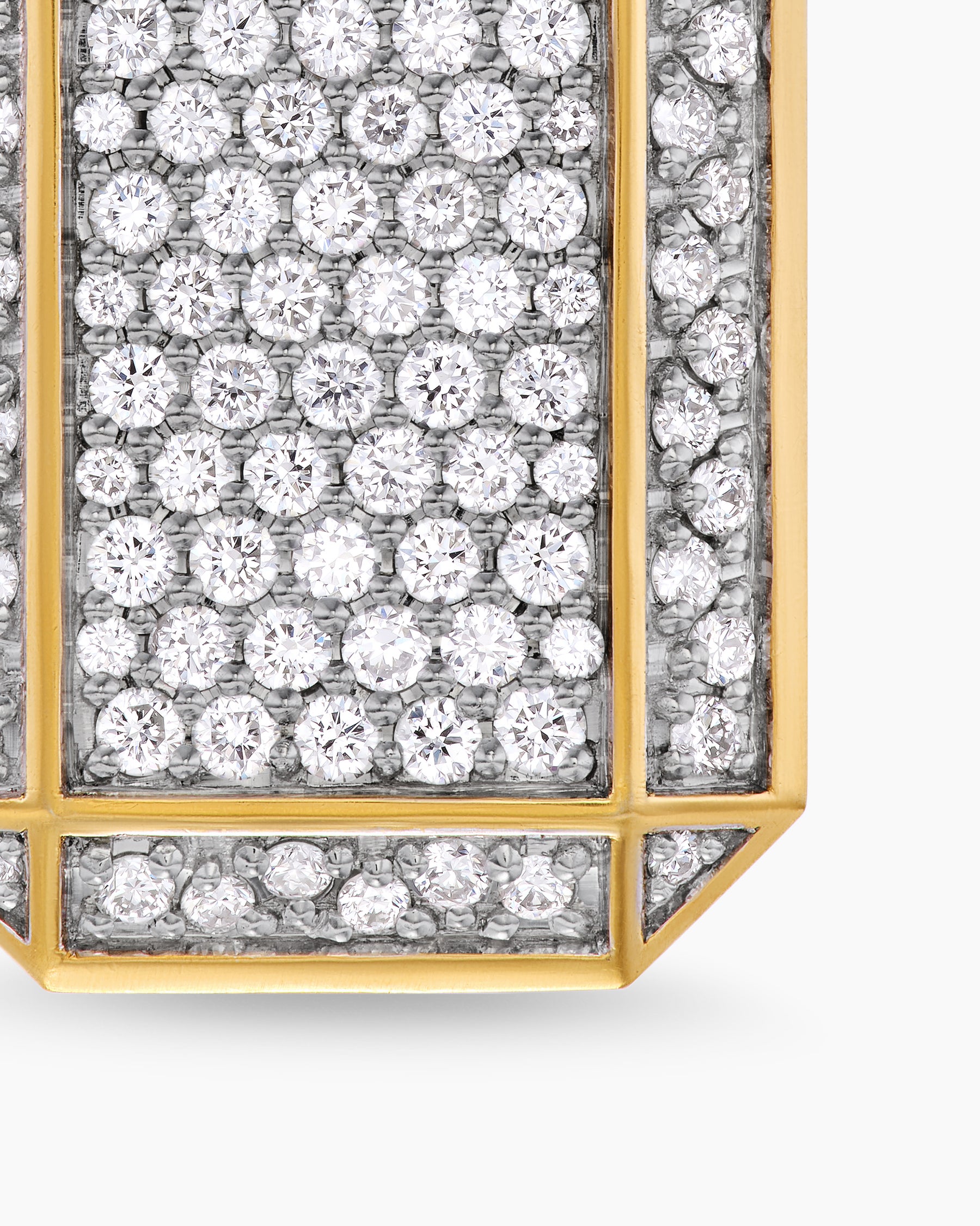 Octagonal Tag in 18K Yellow Gold with Diamonds, 27mm - Image 5