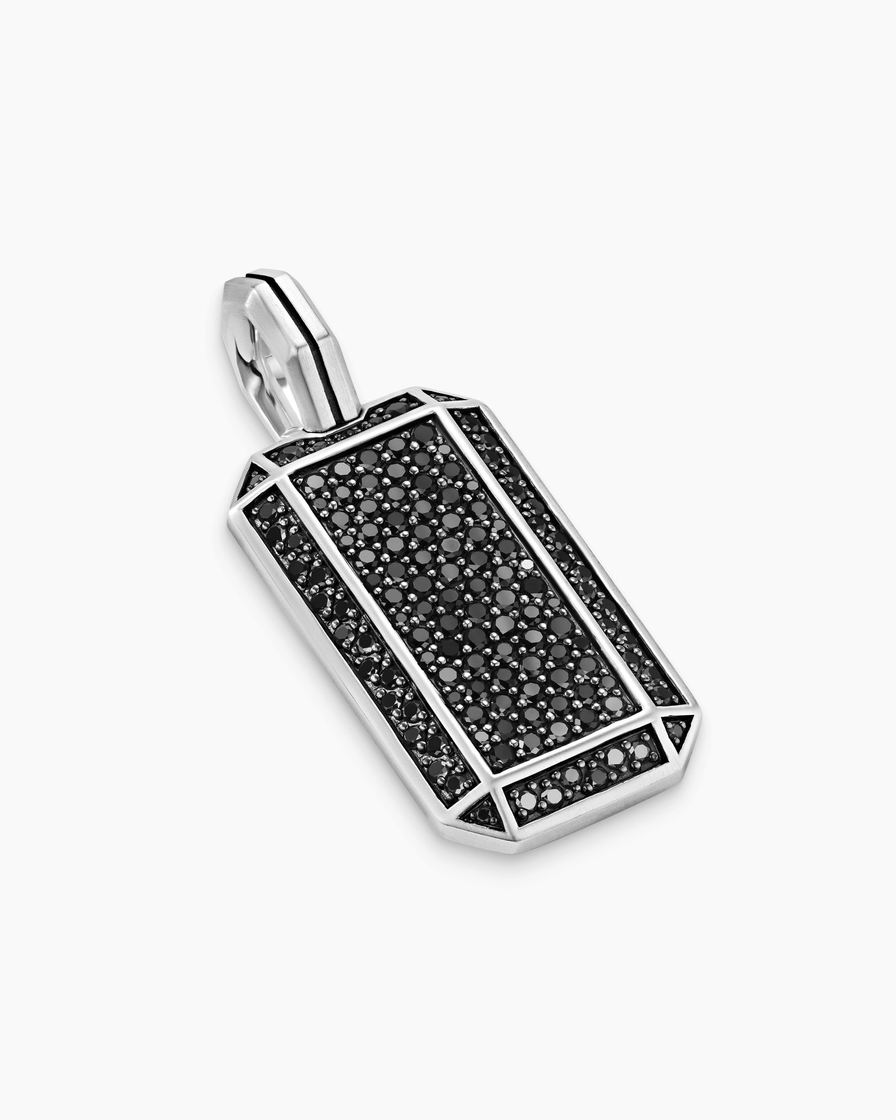 Octagonal Tag in Sterling Silver with Black Diamonds, 27mm - Image 3