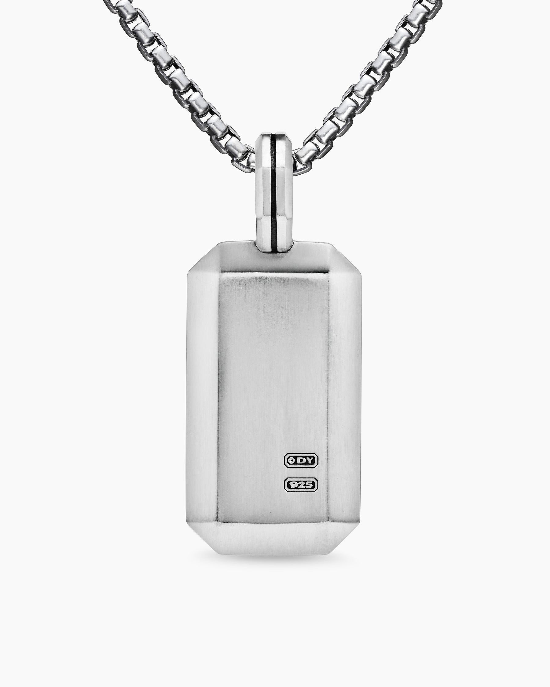 Octagonal Tag in Sterling Silver with Black Diamonds, 27mm - Image 4