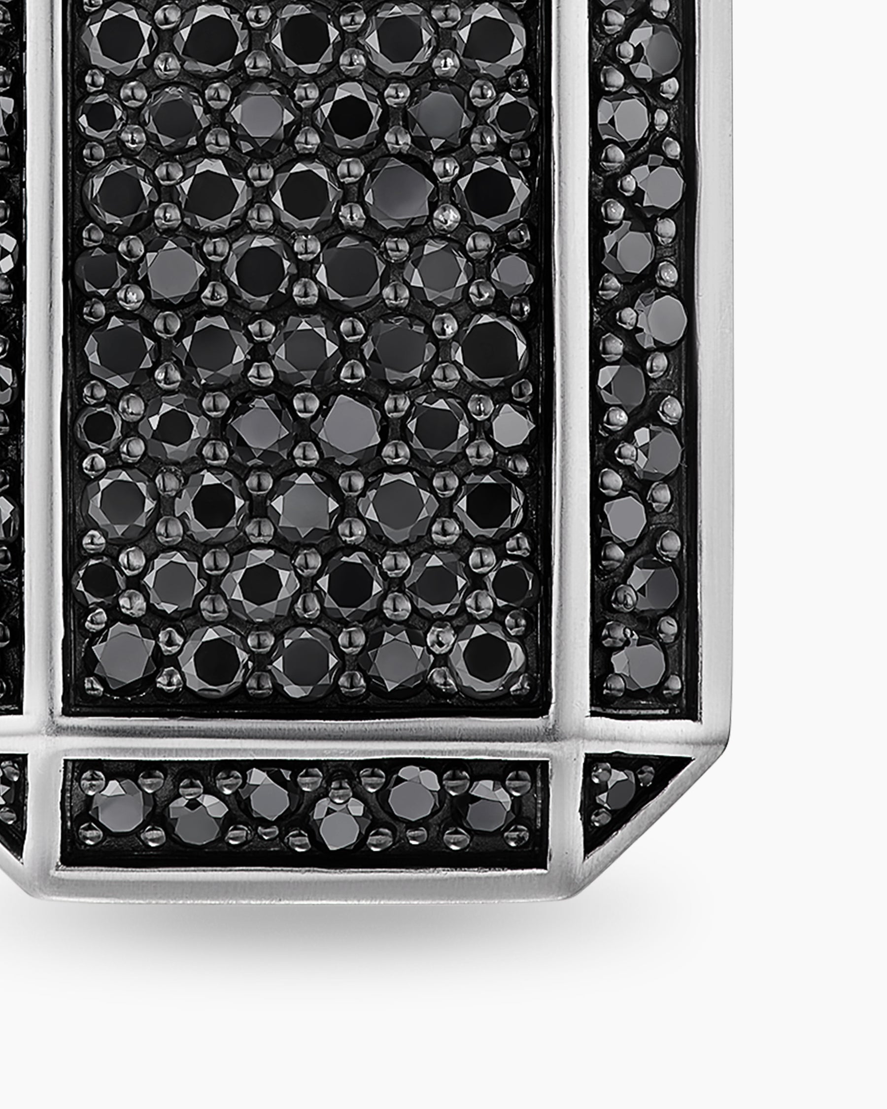 Octagonal Tag in Sterling Silver with Black Diamonds, 27mm - Image 5