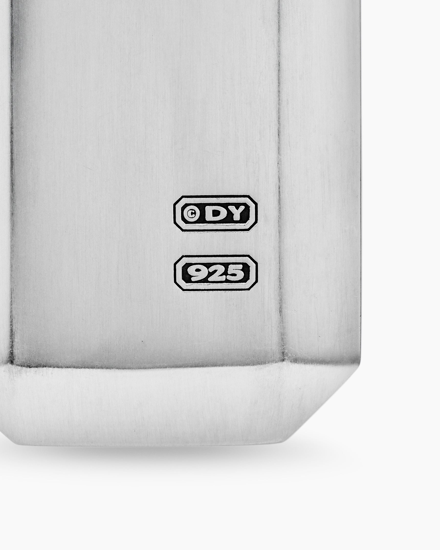 Octagonal Tag in Sterling Silver with Black Diamonds, 27mm - Image 6