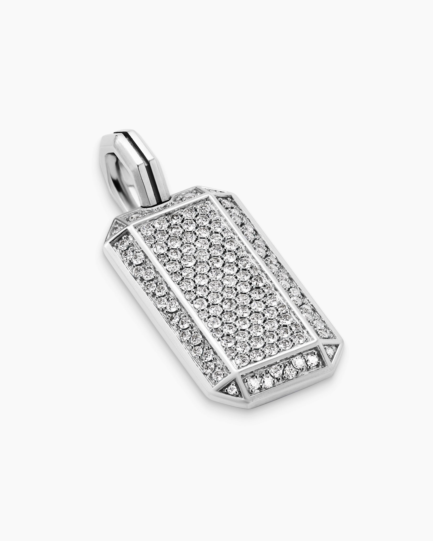 Octagonal Tag in Sterling Silver with Diamonds, 27mm - Image 3