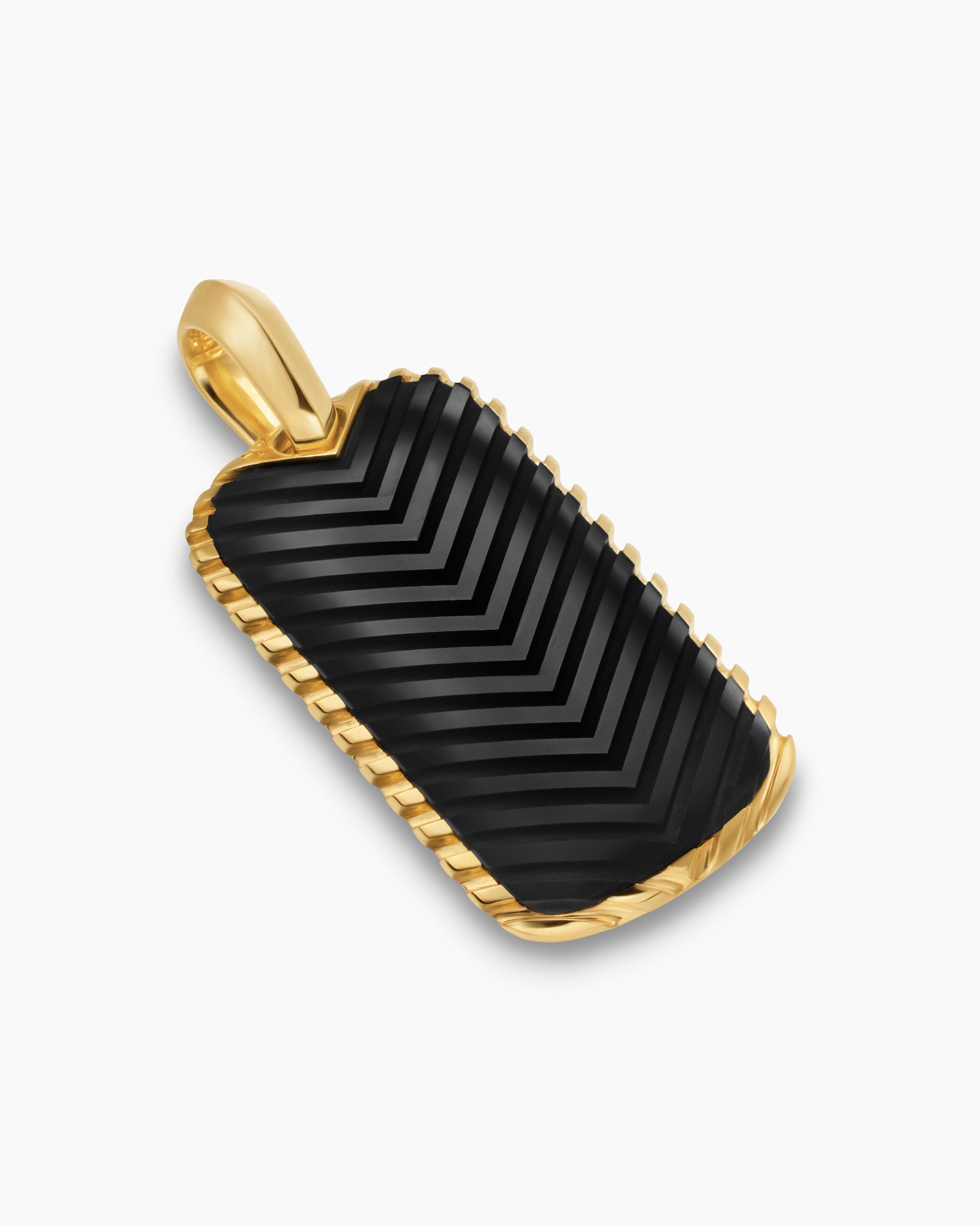 Chevron Tag in 18K Yellow Gold with Black Onyx, 34mm - Image 3