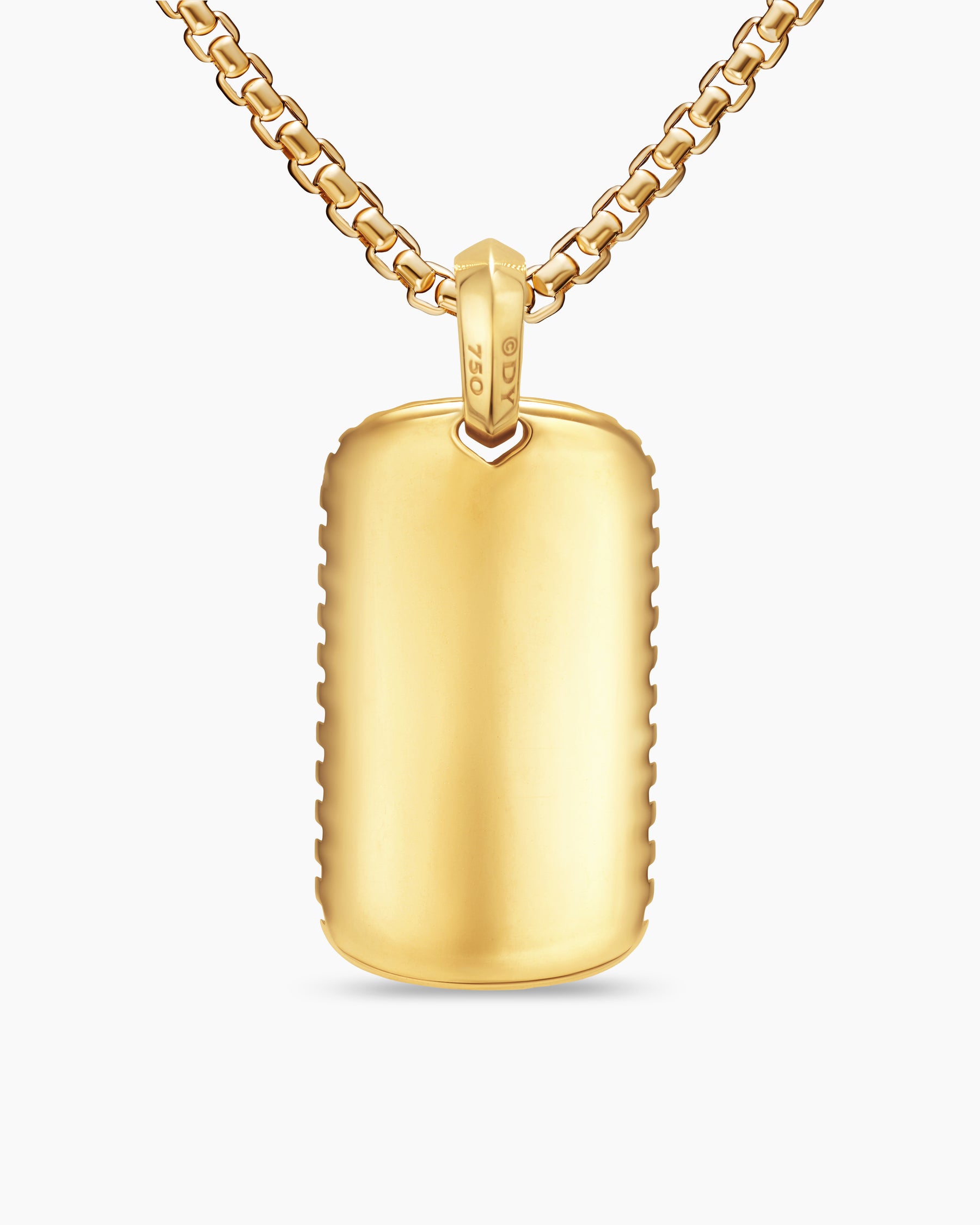 Chevron Tag in 18K Yellow Gold with Tiger's Eye, 34mm - Image 4