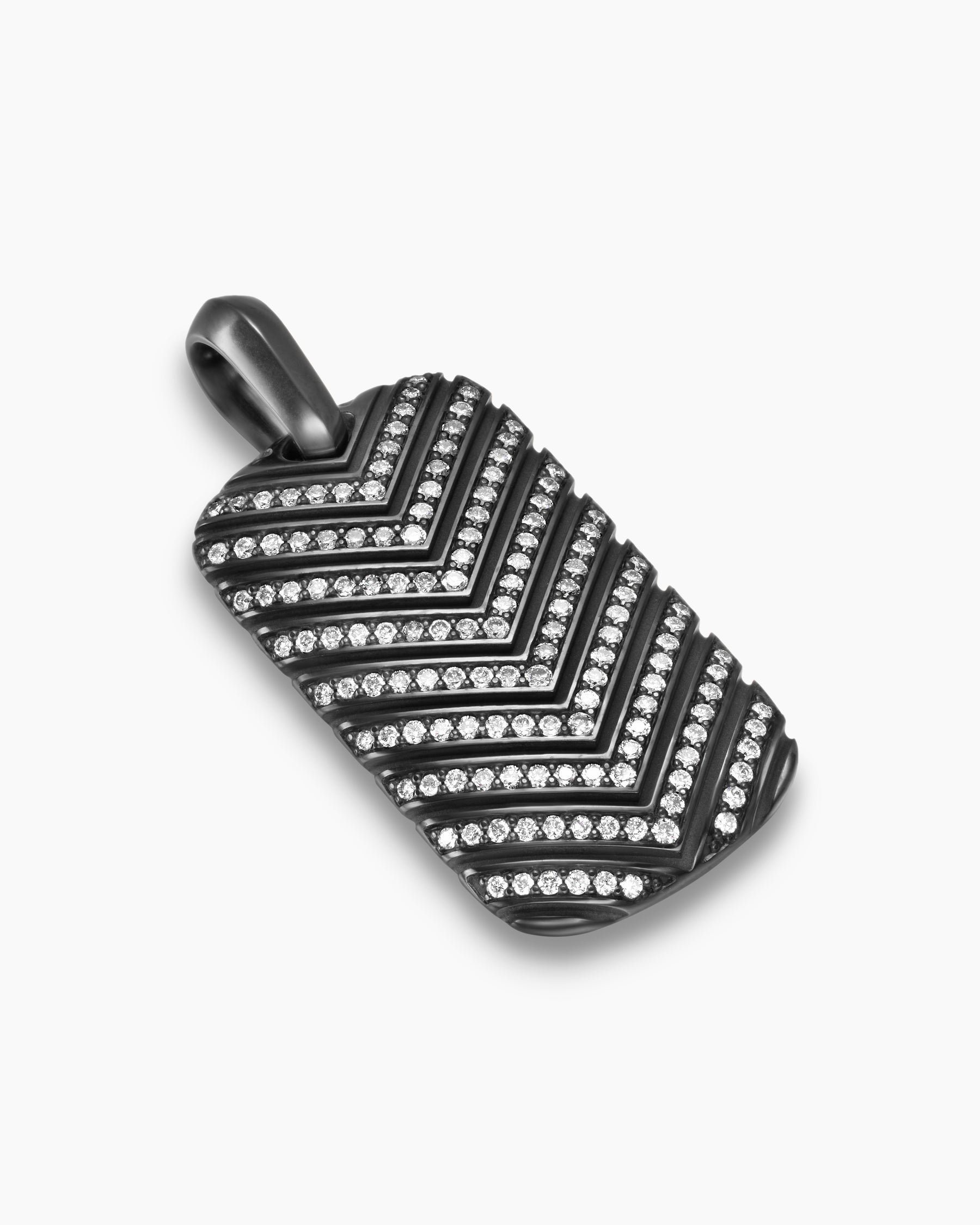 Chevron Tag in Black Titanium with Diamonds, 34mm - Image 3