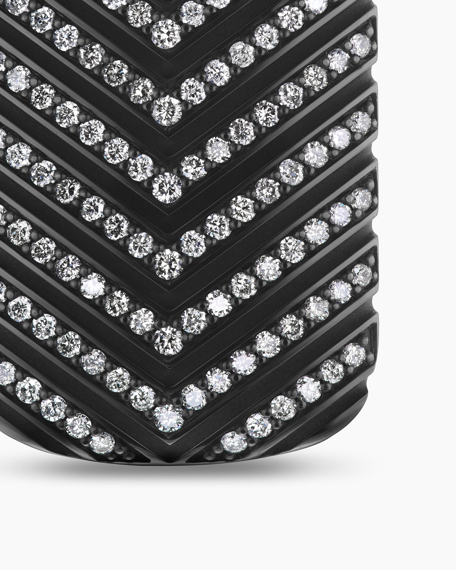 Chevron Tag in Black Titanium with Diamonds, 34mm - Image 5