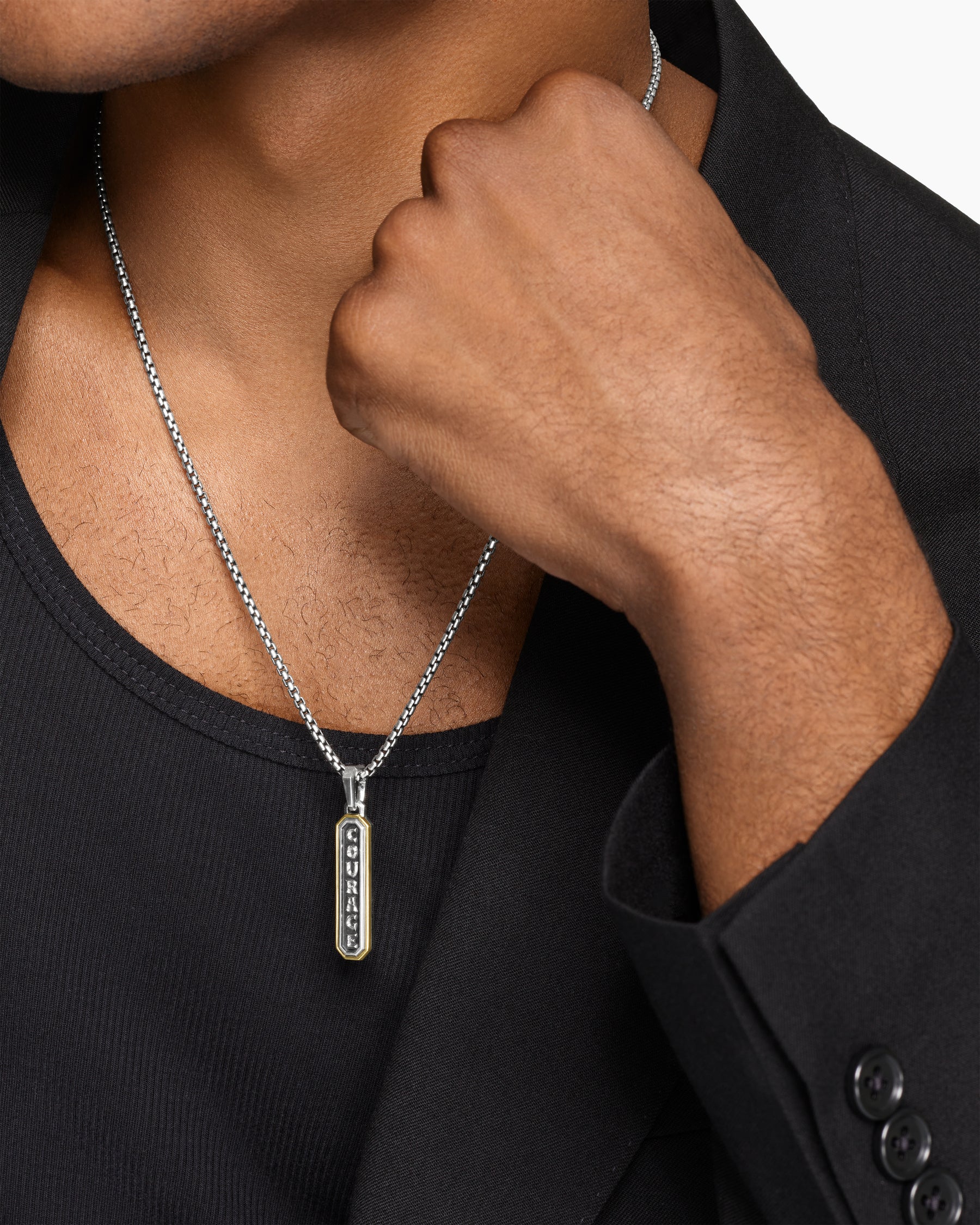 Alternative view of Courage Amulet in Sterling Silver with 14K Yellow Gold, 35mm