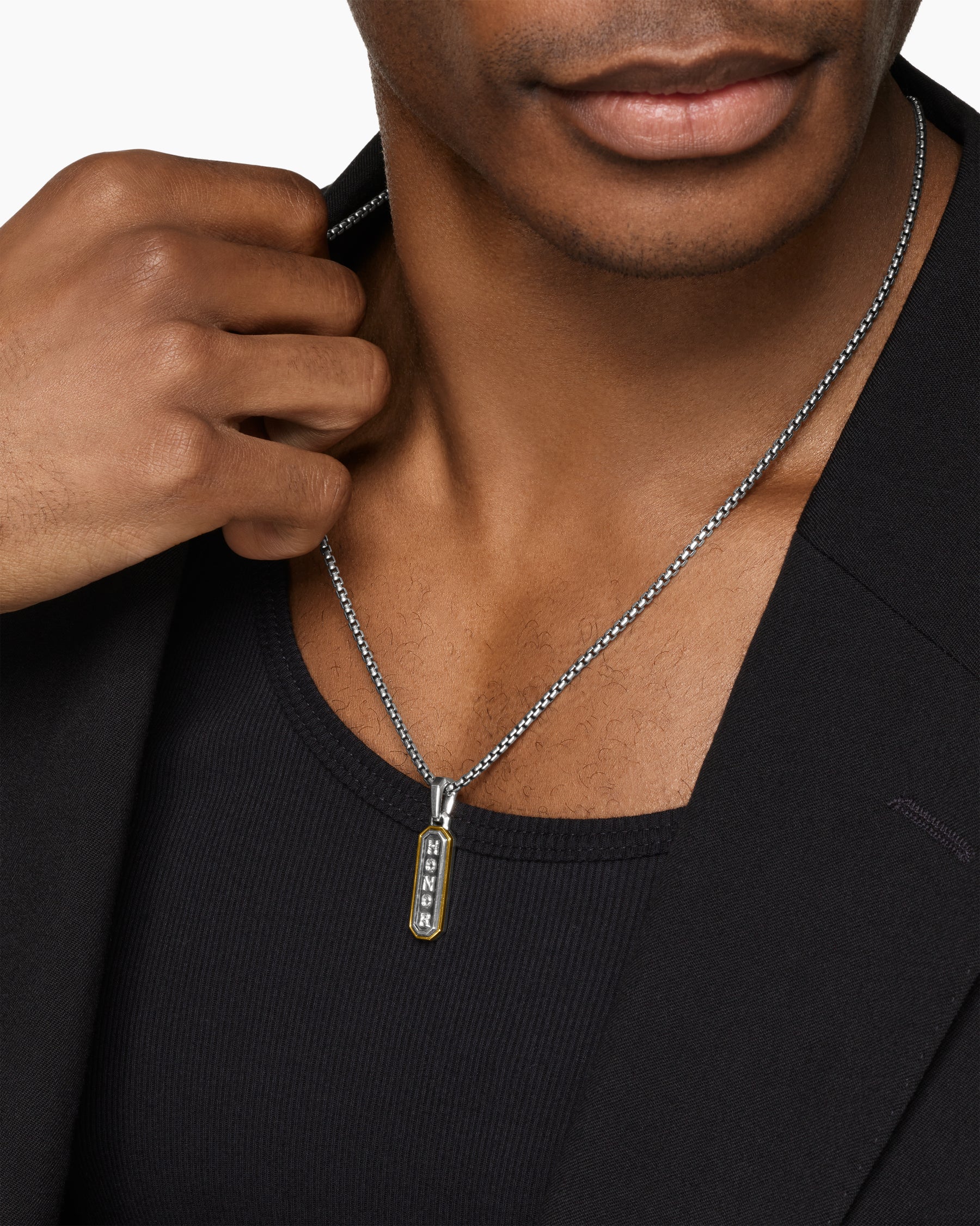 Alternative view of Honor Amulet in Sterling Silver with 14K Yellow Gold, 27mm