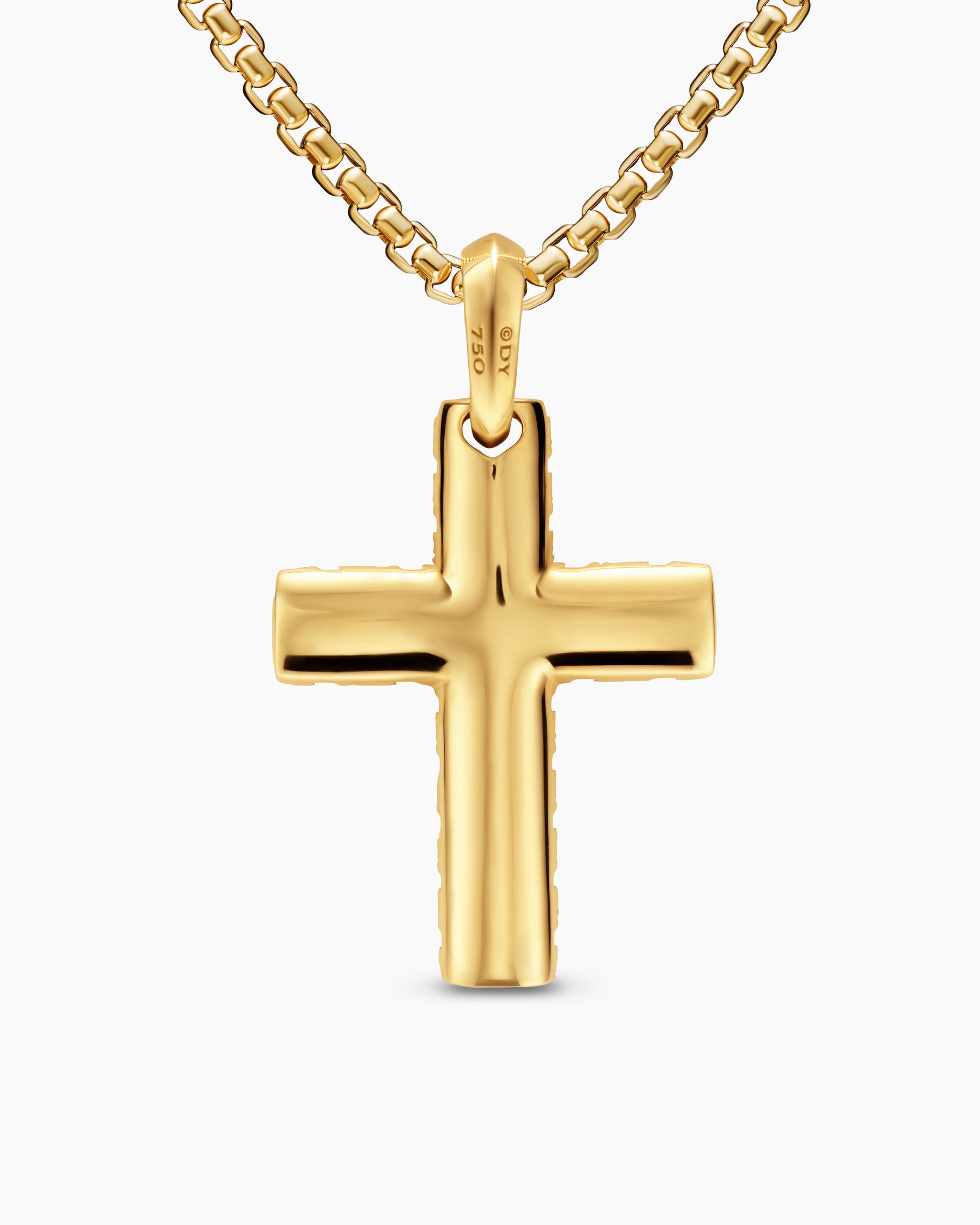 Chevron Cross Pendant in 18K Yellow Gold with Diamonds, 36mm - Image 4