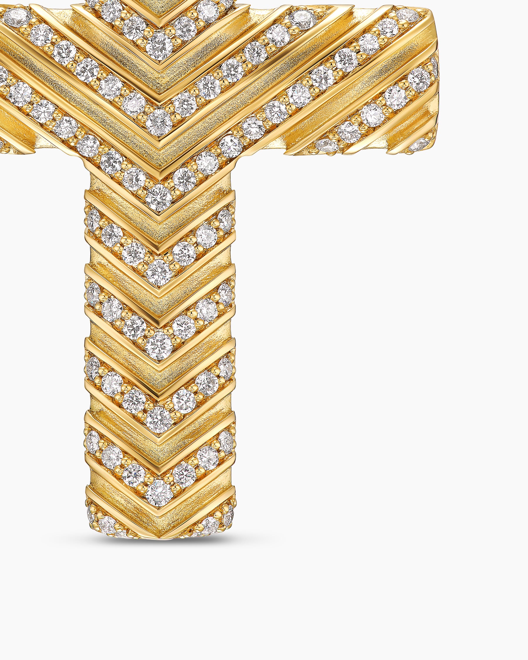 Chevron Cross Pendant in 18K Yellow Gold with Diamonds, 36mm - Image 5