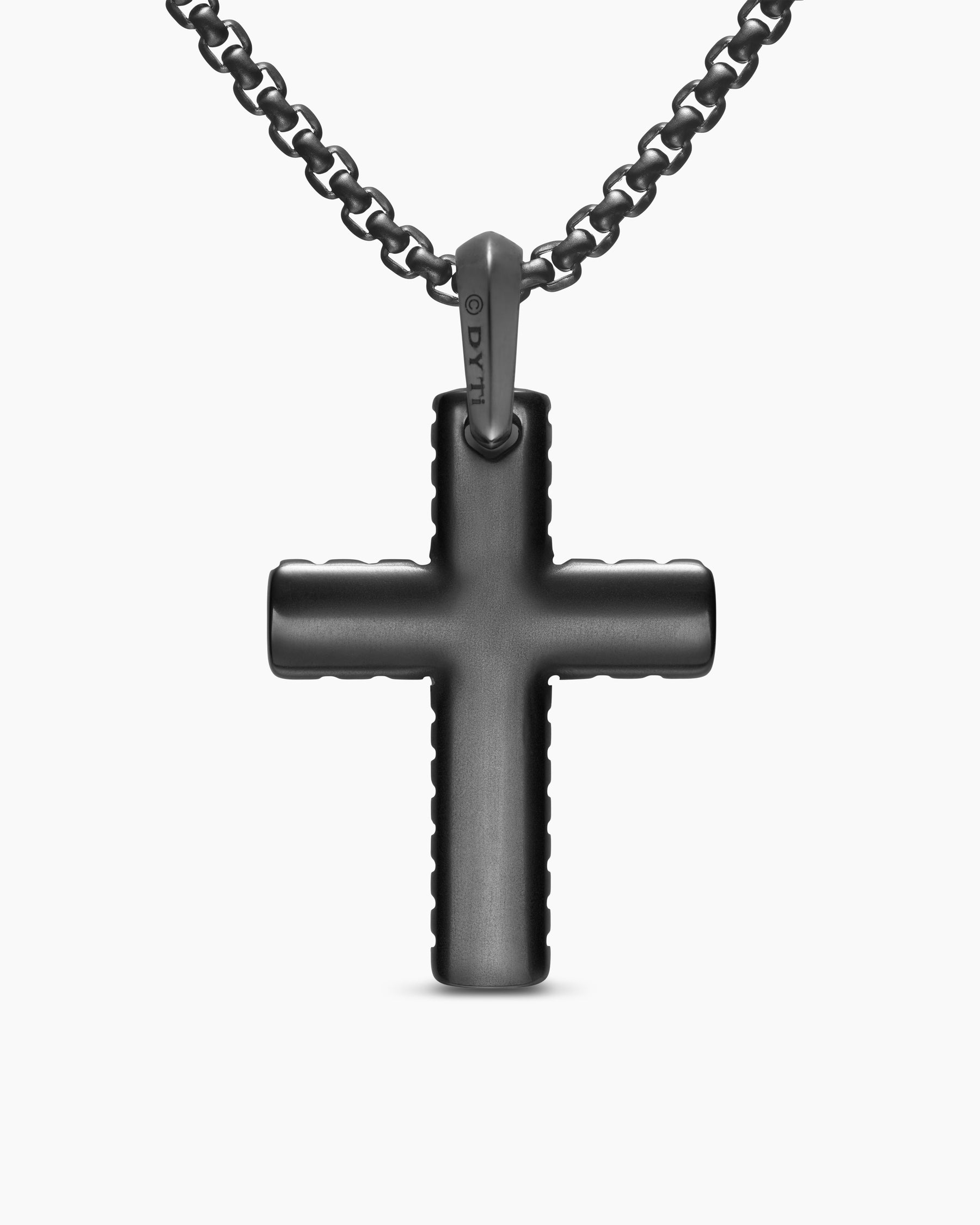 Chevron Cross Pendant in Black Titanium with Diamonds, 36mm - Image 4